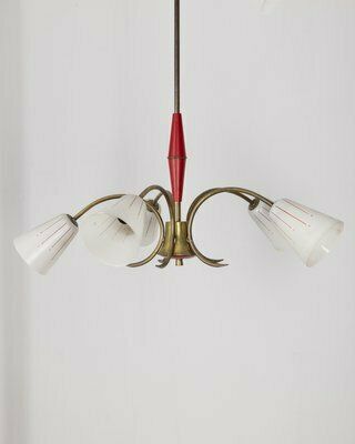Vintage Italian Pendant Light In Red Metal And Glass, 1960s photo furniture