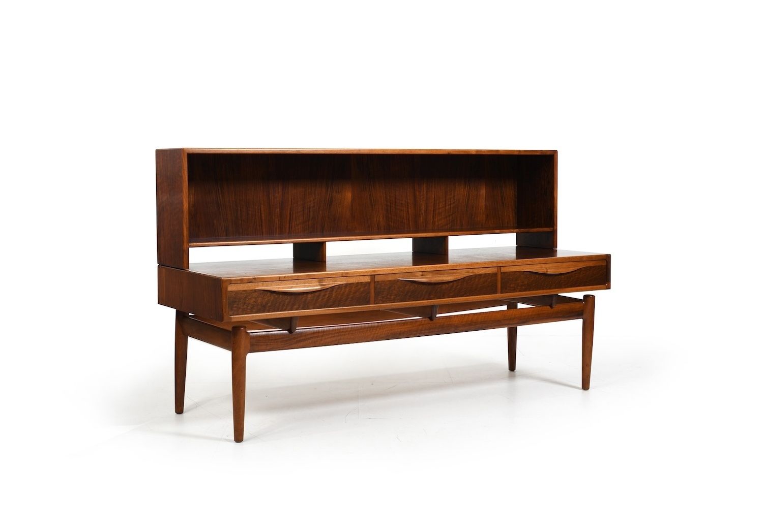 Kurt østervig Low Walnut Sideboard With Bookcase Top 1950s photo furniture