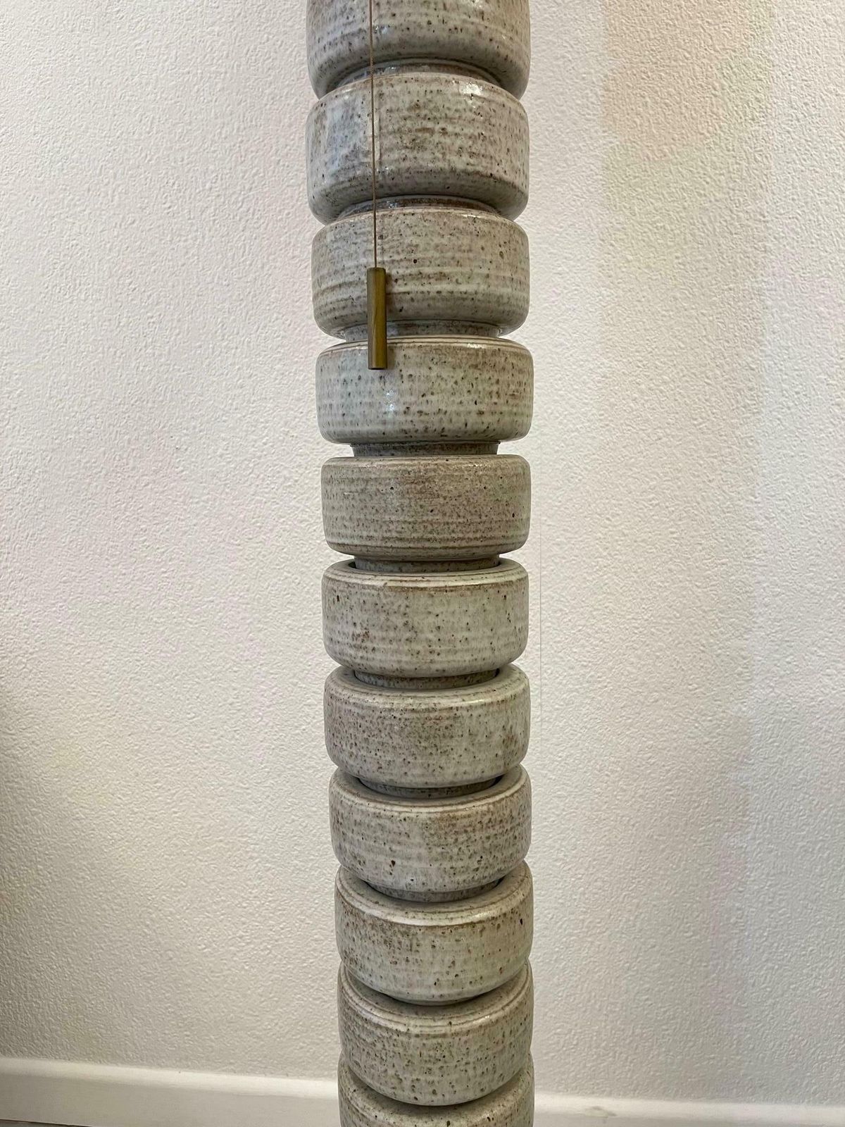 Glazed Stoneware Ceramic Floor Lamp By Edouard Chapallaz, Switzerland Ca. 1960s photo Lighting