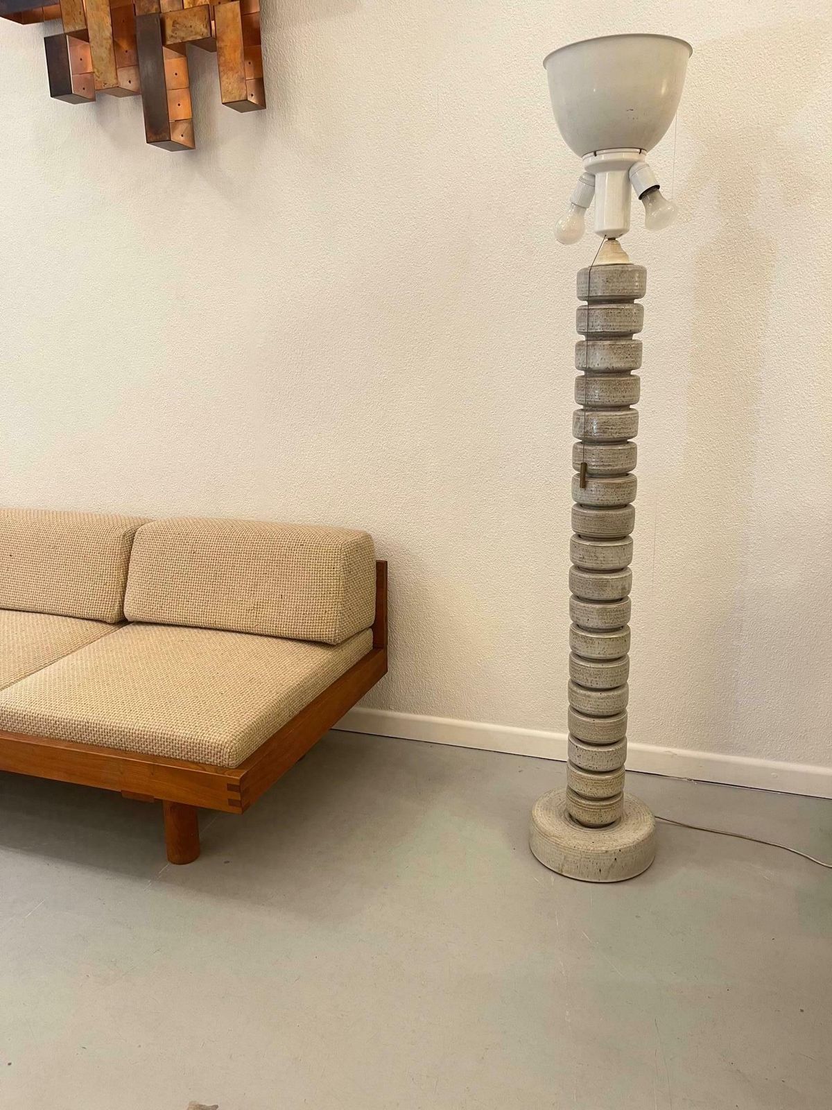 photo for sale Glazed Stoneware Ceramic Floor Lamp By Edouard Chapallaz, Switzerland Ca. 1960s
