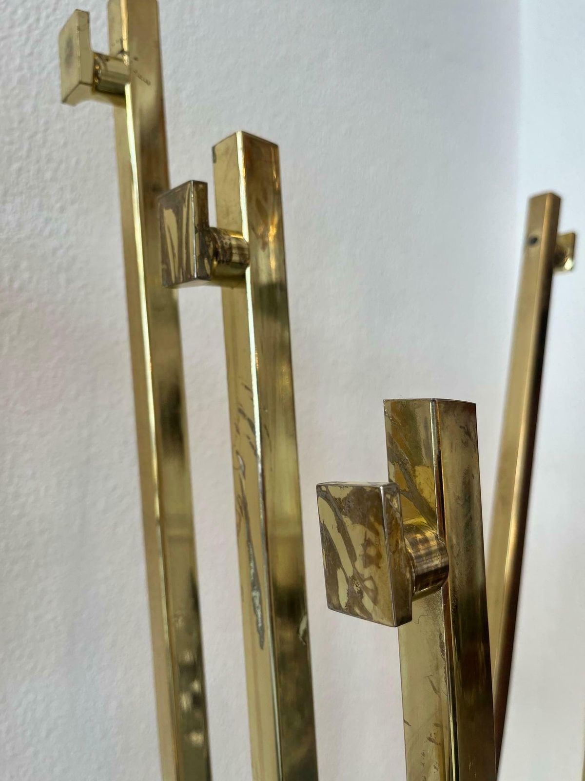 Vintage Brass & Travertine Coat Rack Ca. 1970s photo vintage