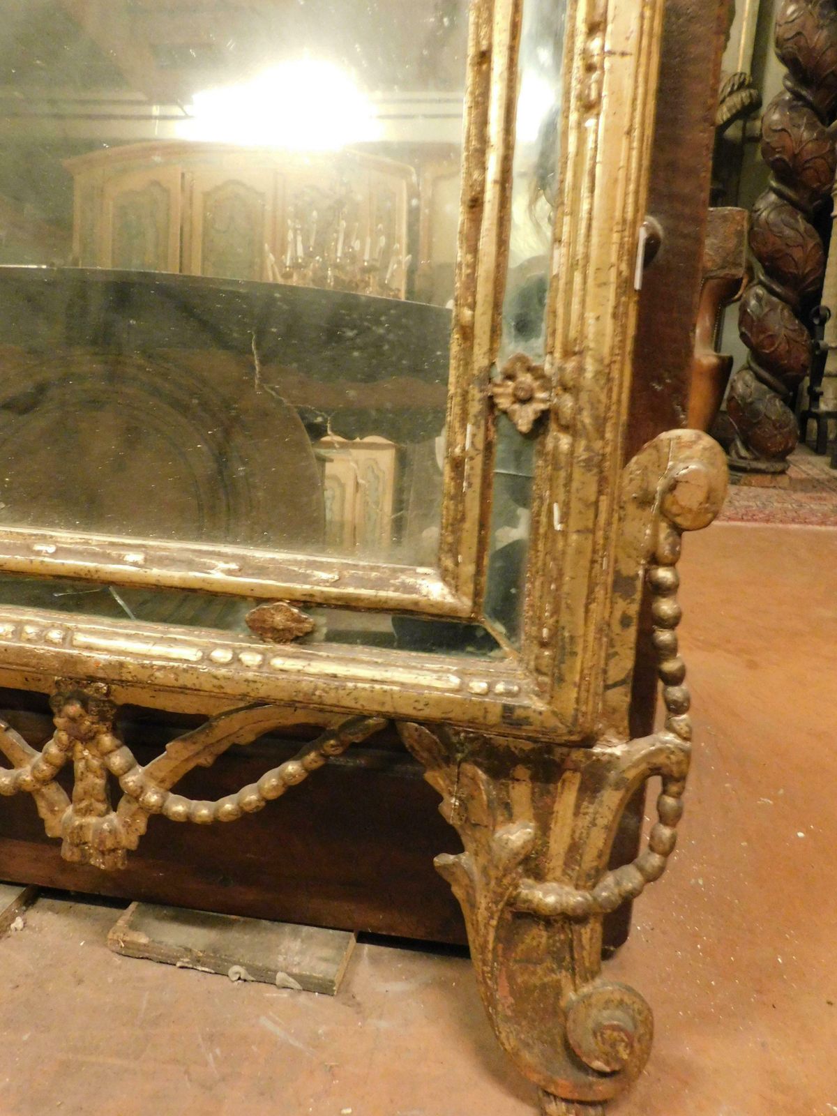 Set Of 2 Fireplace Mirrors, Similar In Gilded Wood And Richly Carved, Italy photo buy