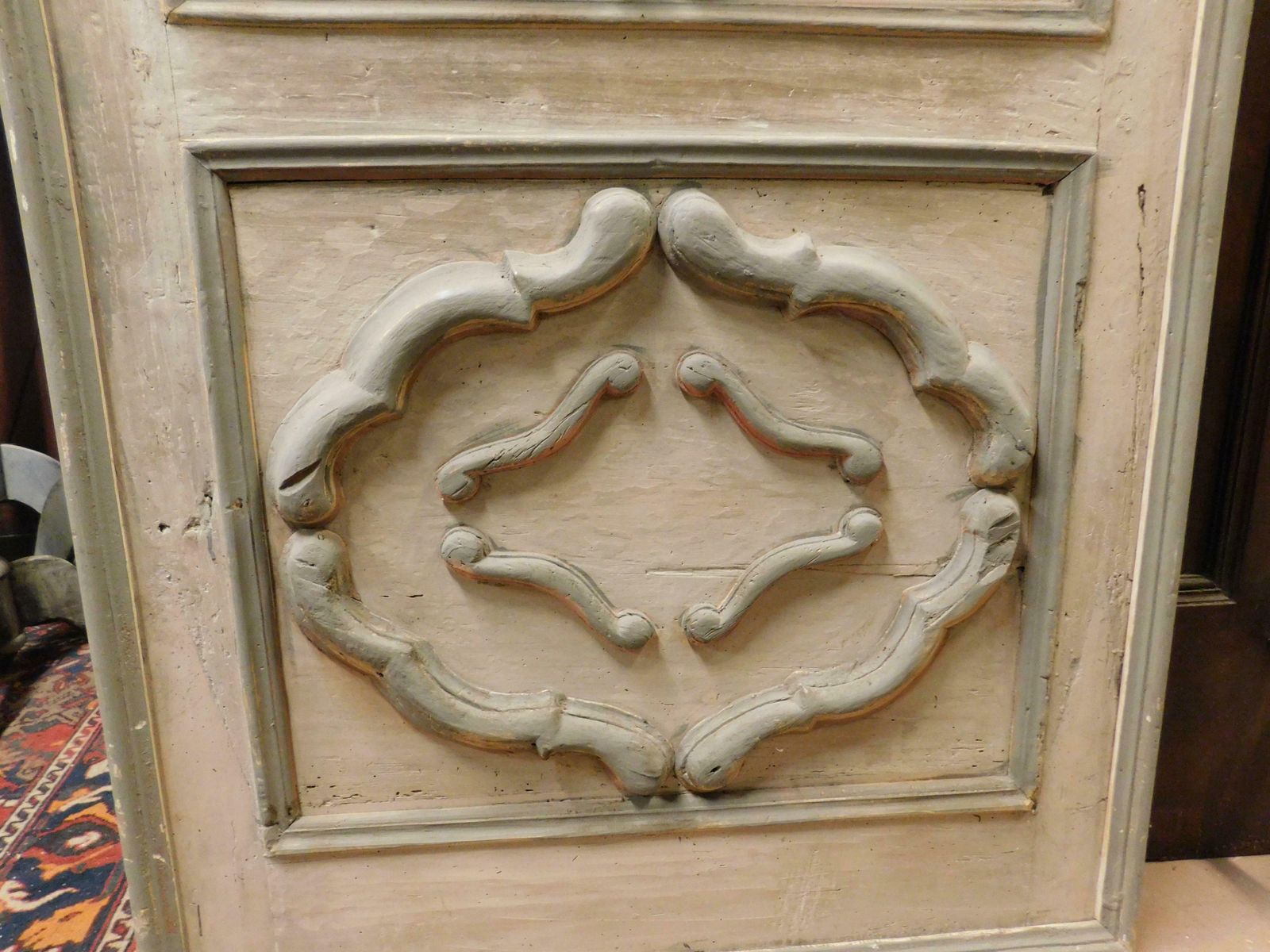 Interior Door With Decorated Panels And Glass, Italy photo vinterior