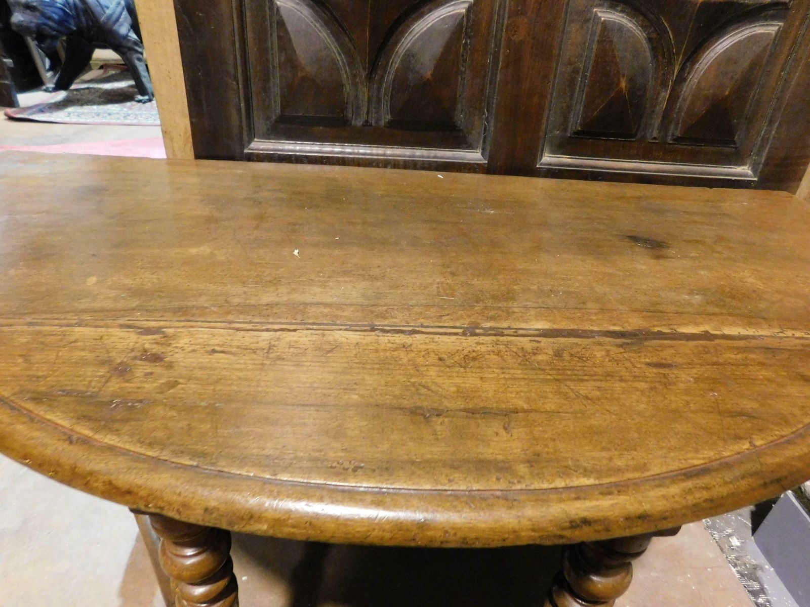 Console Table In Walnut Wood, Turned Legs Joined By Crosspieces, Italy photo buy