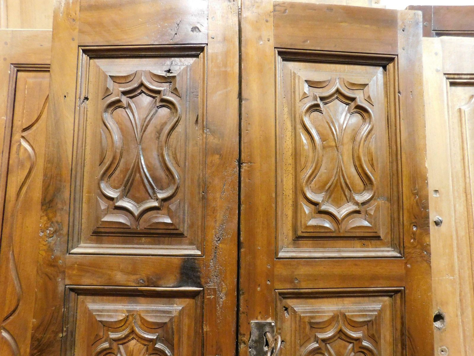 Walnut Wood Entrance Door, Carved, Double Wing, Italy photo furniture