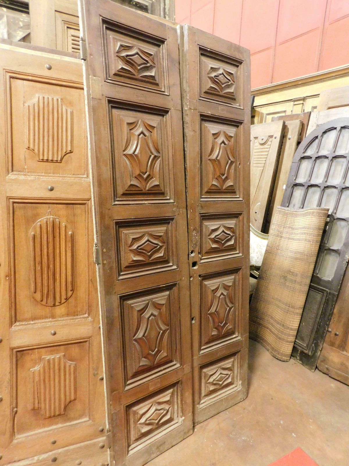 Massive Entrance Door, Carved In Walnut Wood, Italy photo furniture