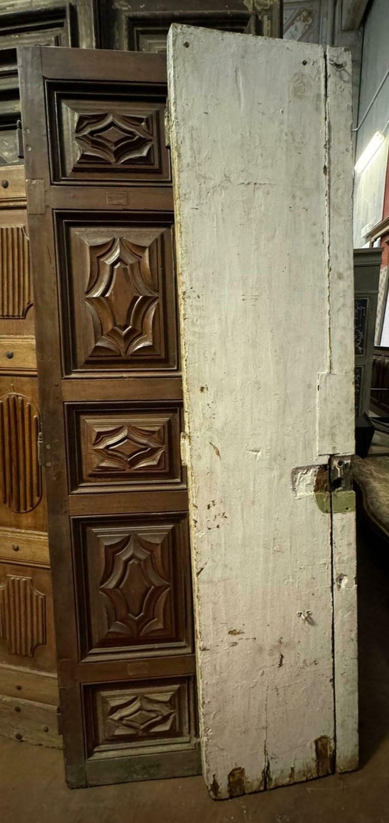 Home Fixtures Massive Entrance Door, Carved In Walnut Wood, Italy photo