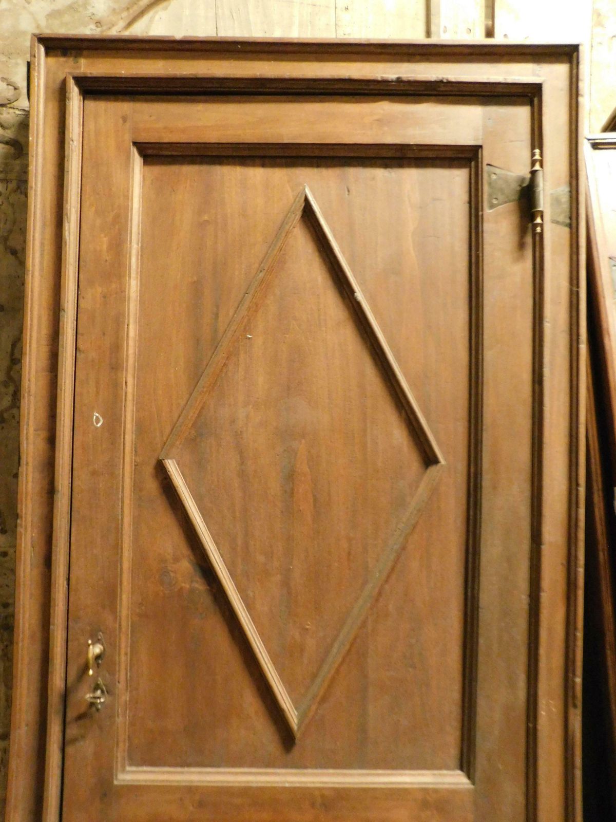 Set Of 3 Poplar Wood Doors With Carved Diamond, Complete With Frame, Italy photo 3573.0