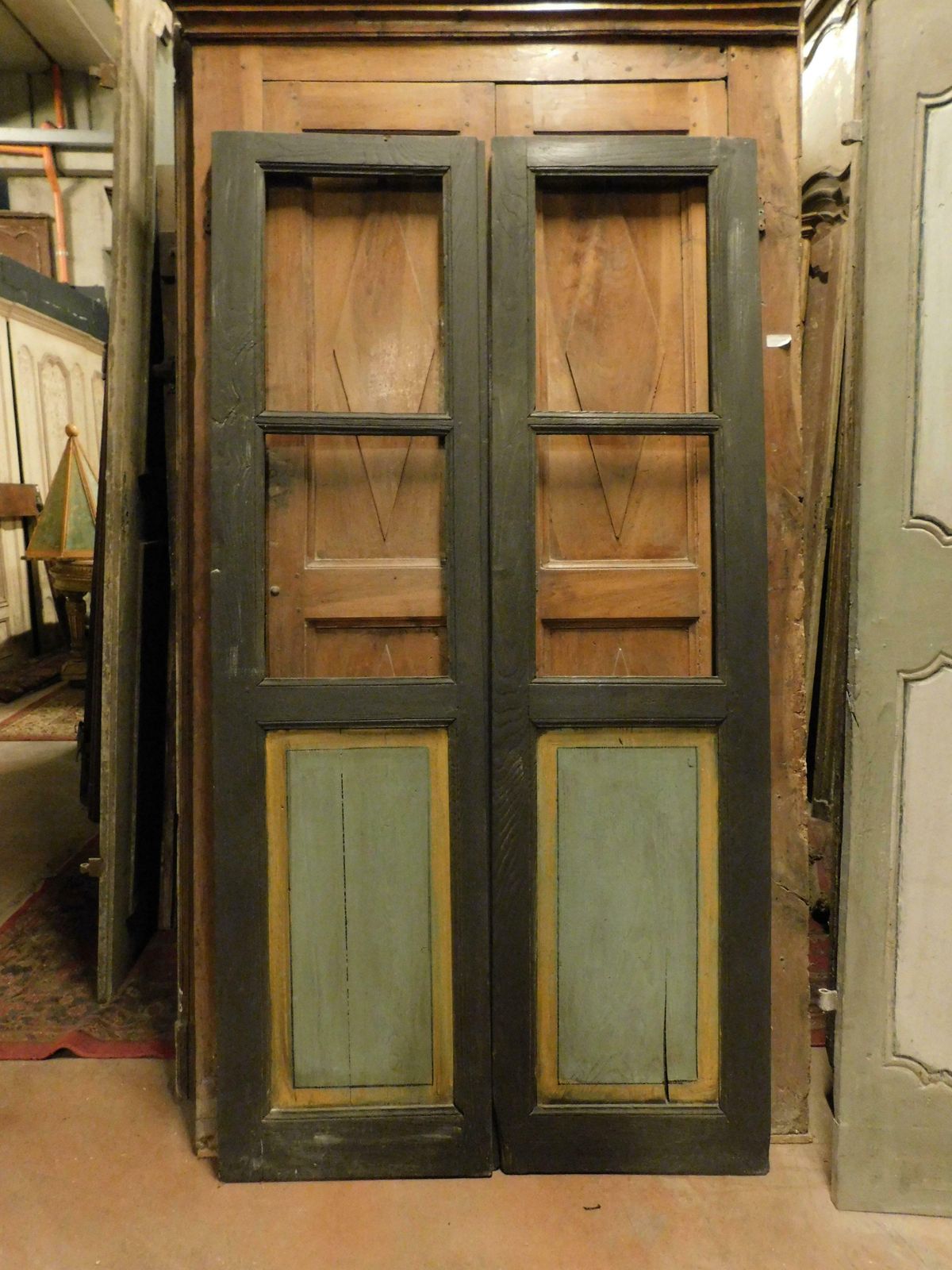 Old Lacquered Glass Door, Two Leaves, Italy photo Home Fixtures