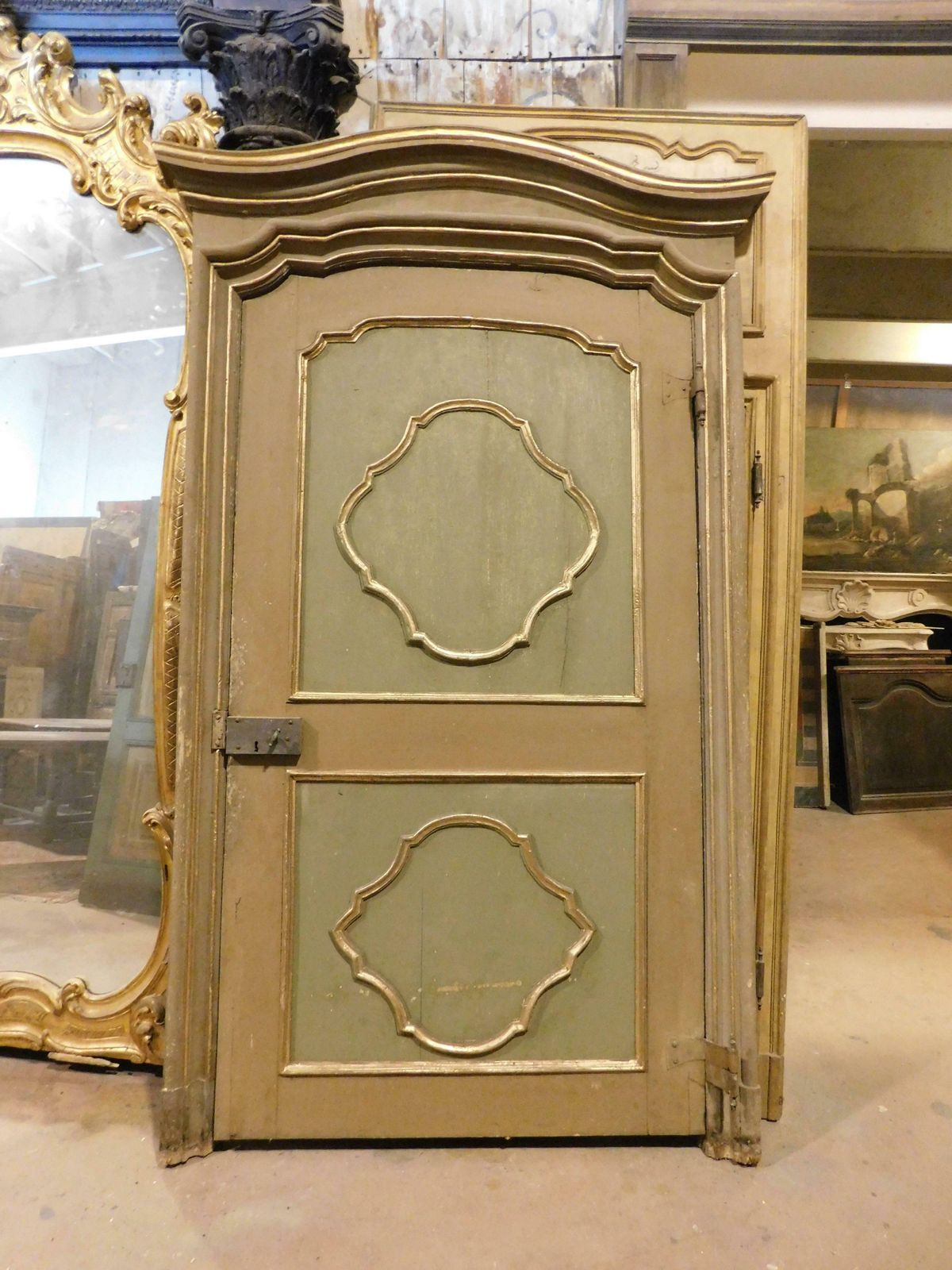 Interior Old Door Lacquered And Gilded, With One Leaf With Original Frame, Italy photo furniture