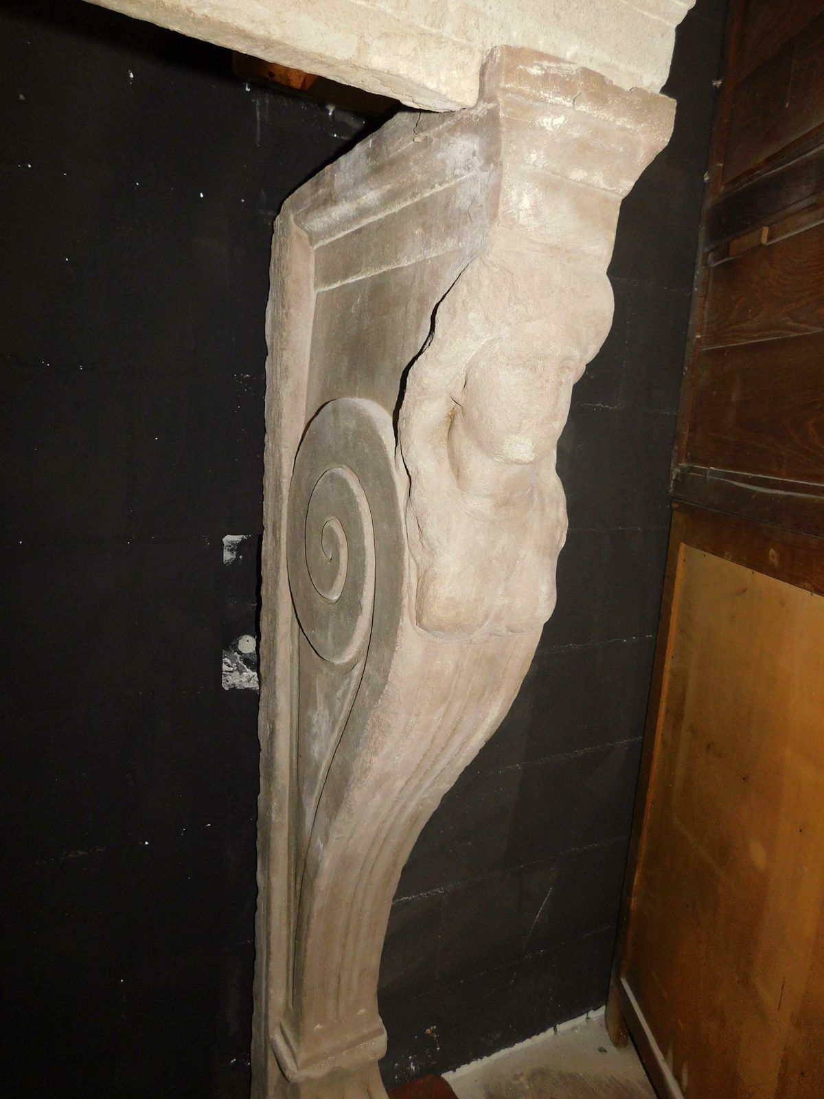 Majestic Monumental Fireplace In Pietra Serena, Carved In All Parts, Italy photo vintage