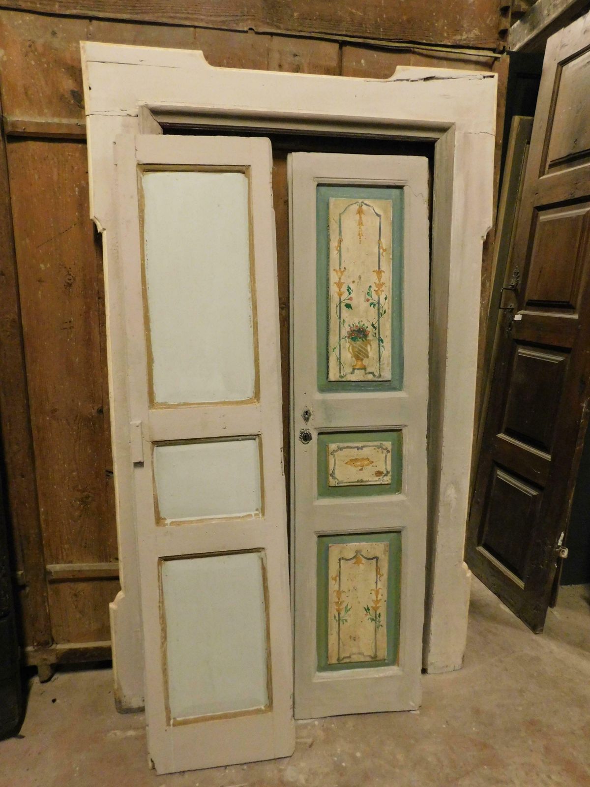 Old Small Double Door, Painted With Frame, Italy photo furniture