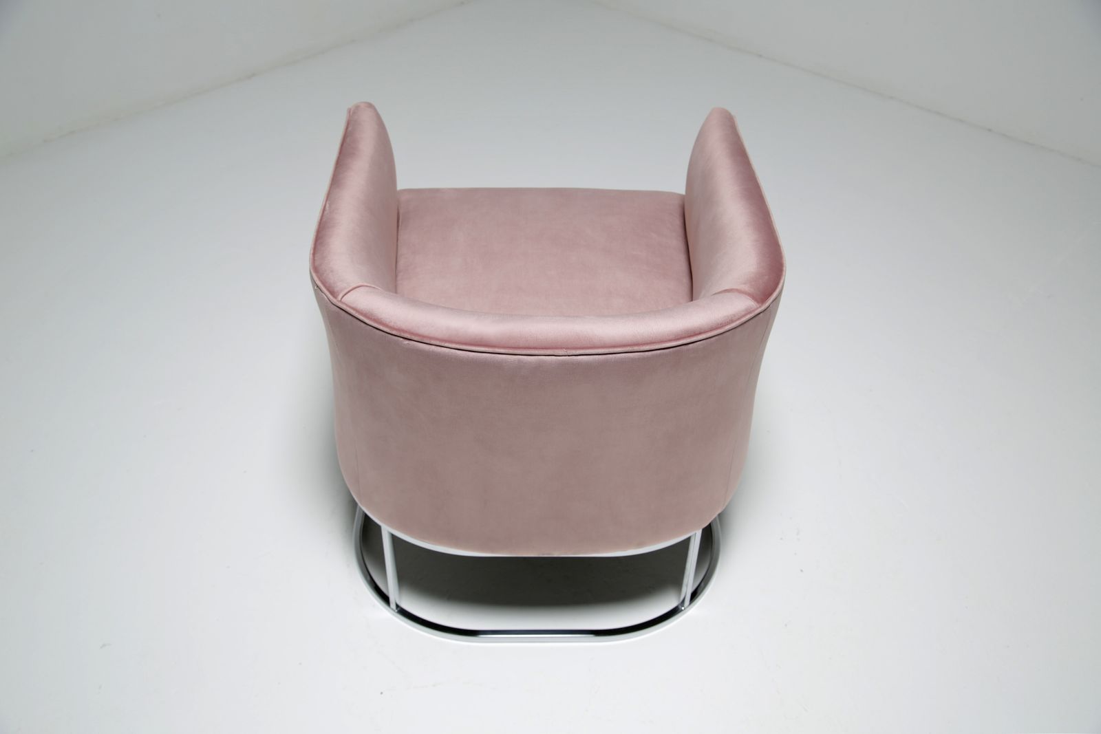 Mid Century Pink Velvet And Chrome Tub Armchair photo buy
