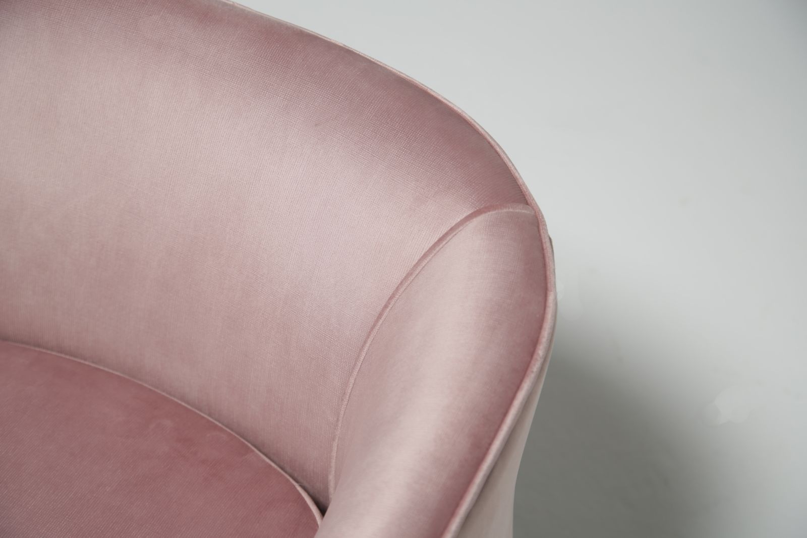 photo buy Mid Century Pink Velvet And Chrome Tub Armchair