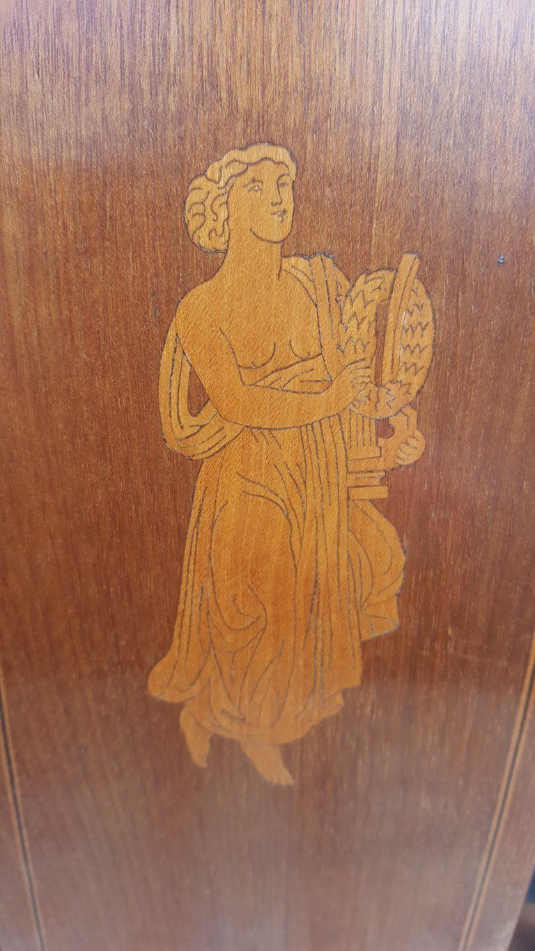 Art Deco Dining Chairs Set Of 6 Marquetry Dark Honey Swedish Early 20th Century photo vintage