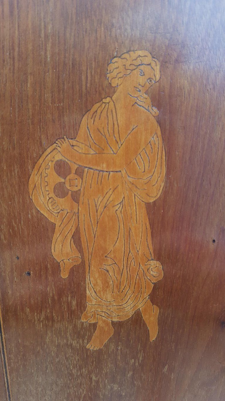 photo for sale Art Deco Dining Chairs Set Of 6 Marquetry Dark Honey Swedish Early 20th Century