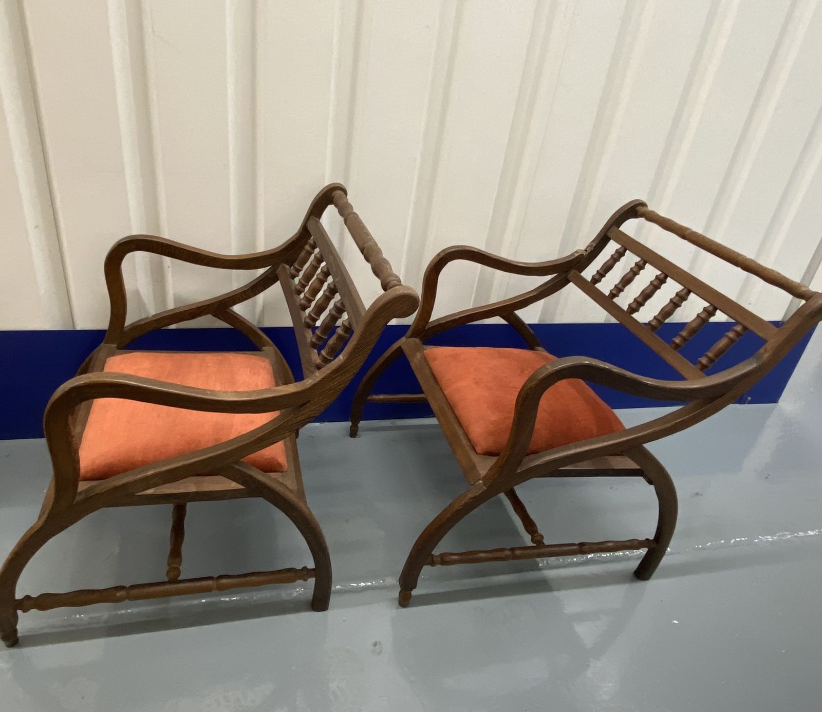 African Original Hardwood Carved Chairs Set Of Two
