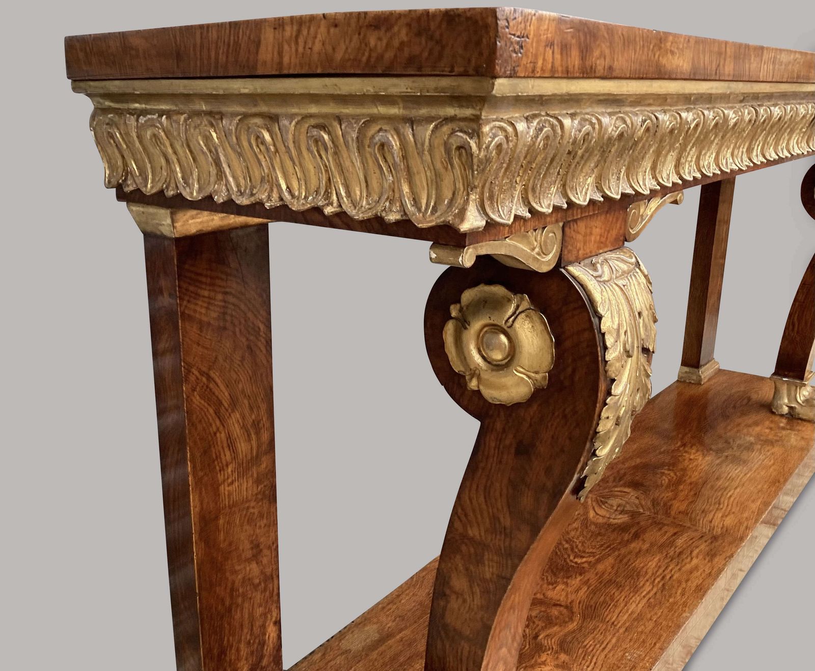 photo for sale Magnificent Regency Pollard Oak And Giltwood Console Table