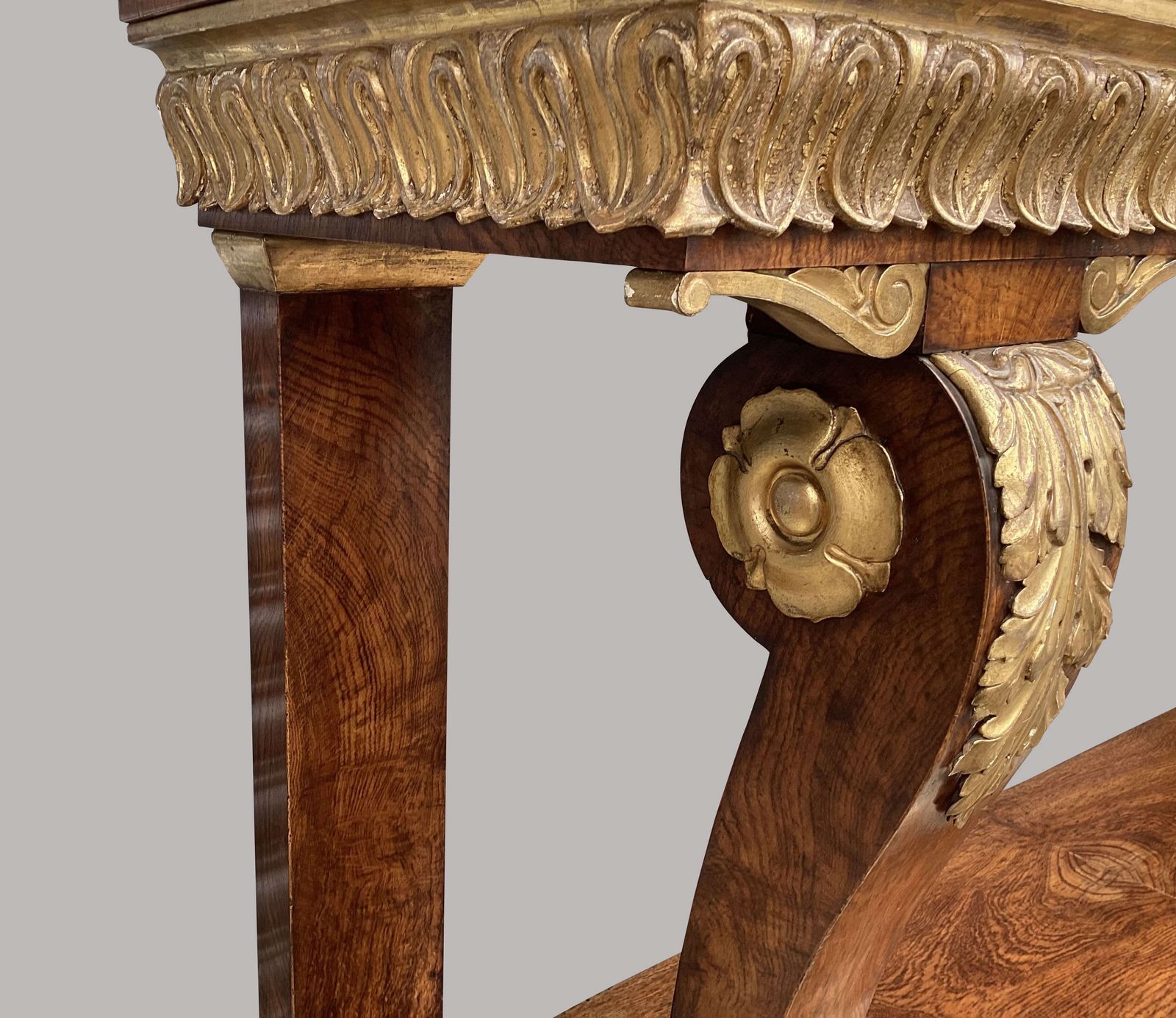 Furniture Magnificent Regency Pollard Oak And Giltwood Console Table photo