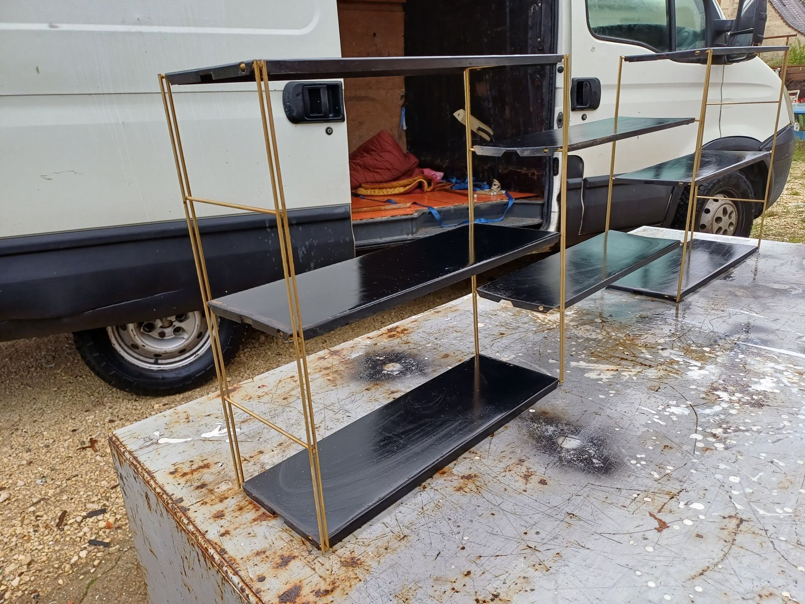 Pair Of String Tomado Shelves From The 1960s photo vinterior