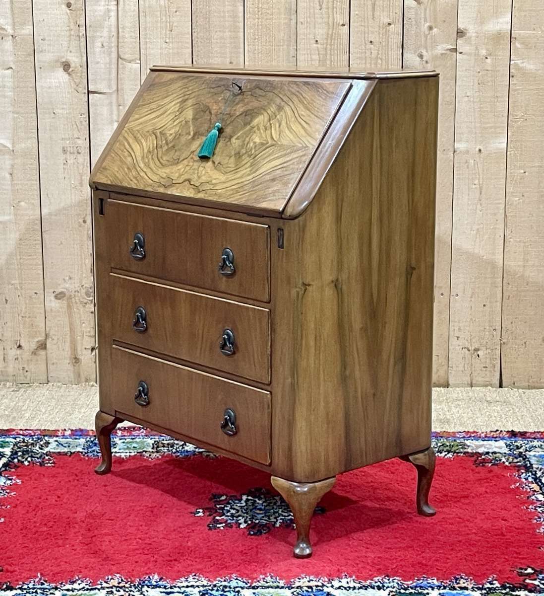Furniture English Walnut Secretary Desk From The 1960s photo