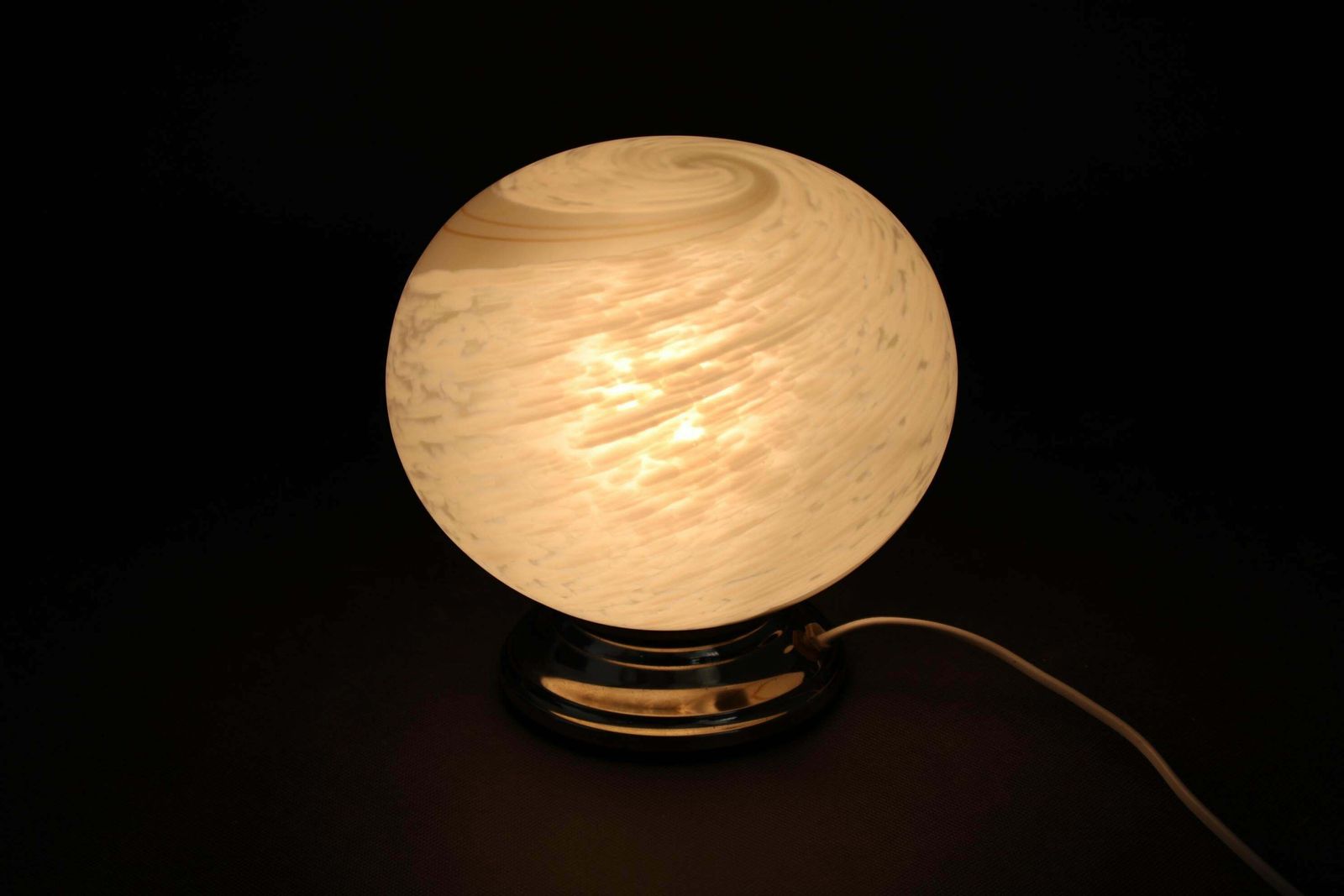 1970s Glass Globe "Venice Hand Made Glass "Table Lamp, Italy photo vintage