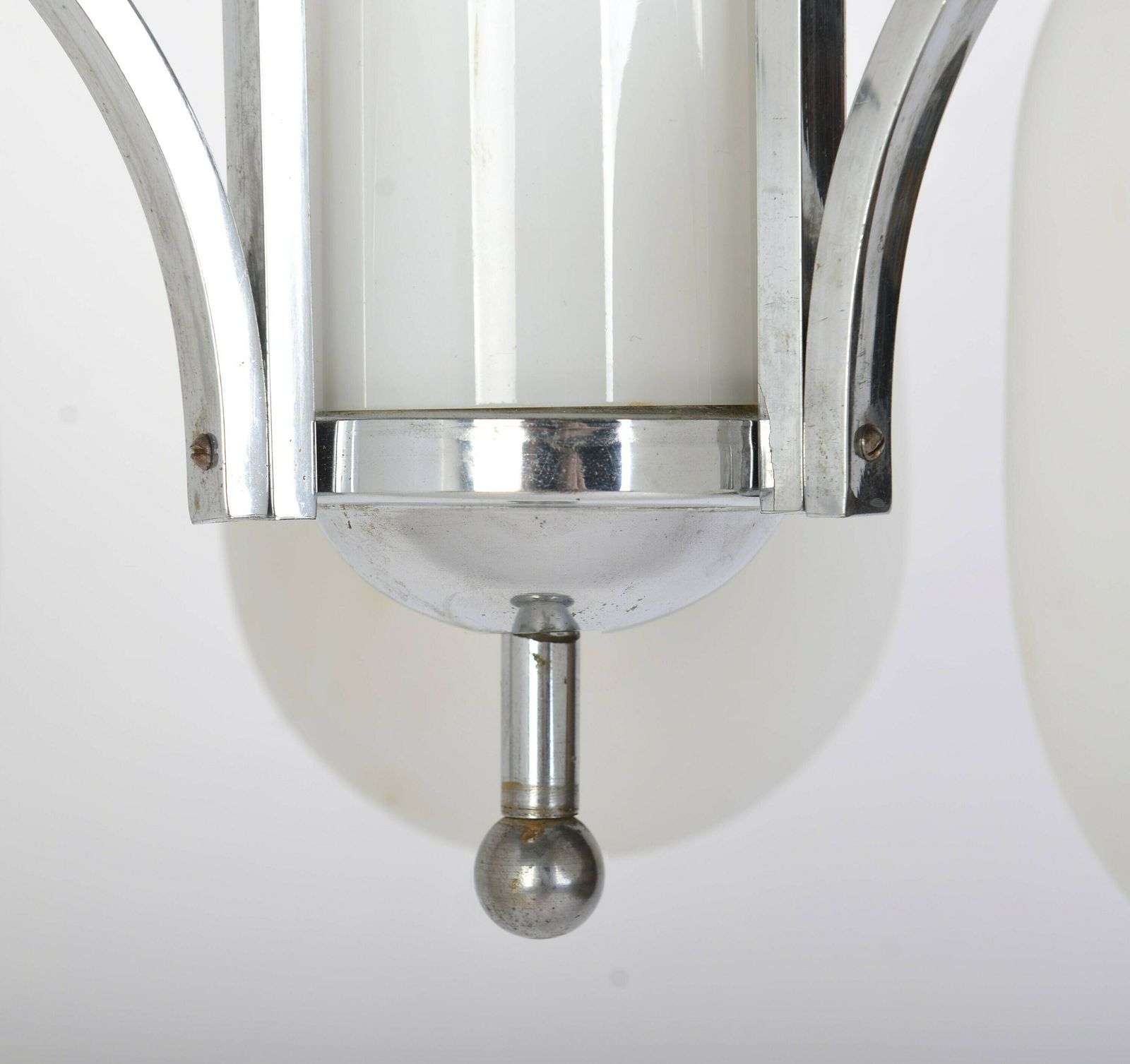 Art Deco Chrome   Plated Pendant Lamp With 3 Opaline Shades, 1930s Mid Century Chandelier, Retro Lighting photo furniture