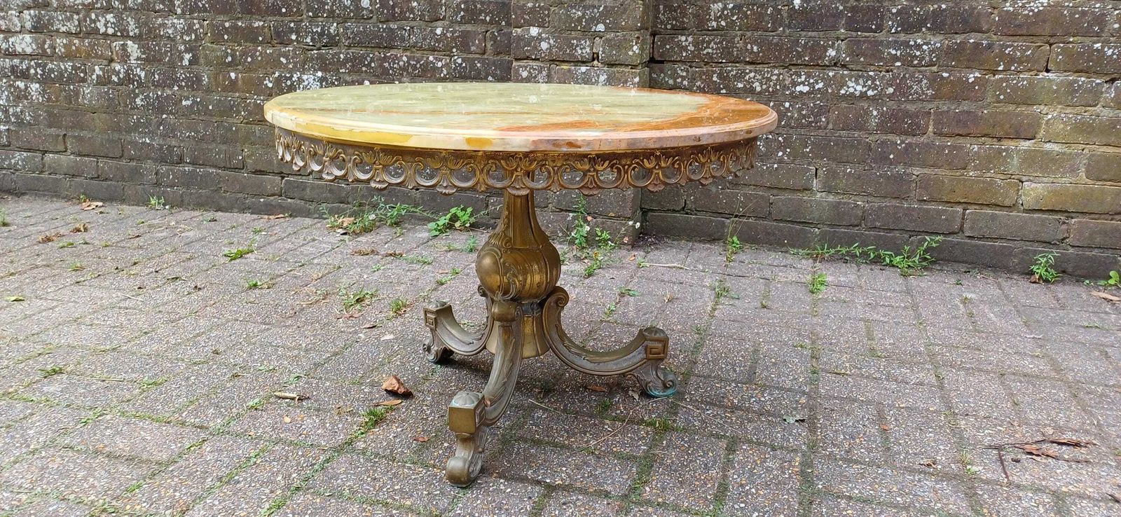 Imposing And Ostentatious Large Onyx And Brass Mid Century 60s Coffee Table photo furniture