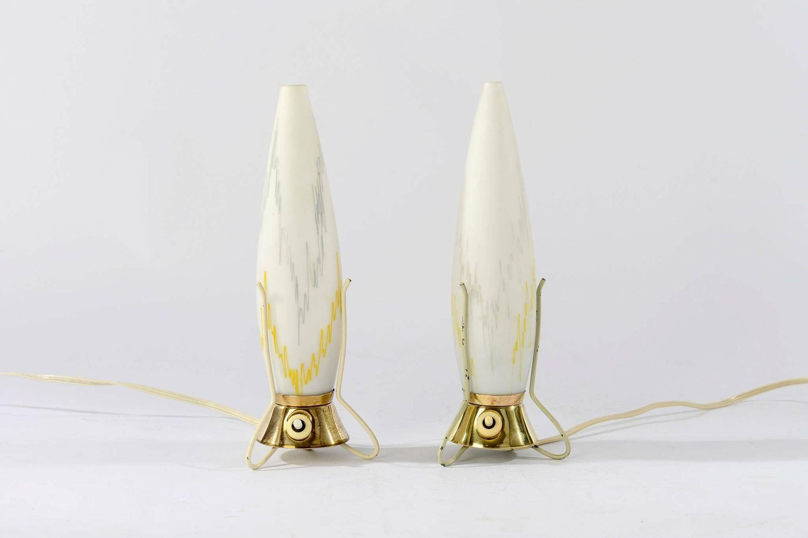 Vintage Atomic Age Brass Desk Lamps By Zukov, 1950's, Space Age Rocket Atomic Lamps, Vintage Lamps. photo for sale