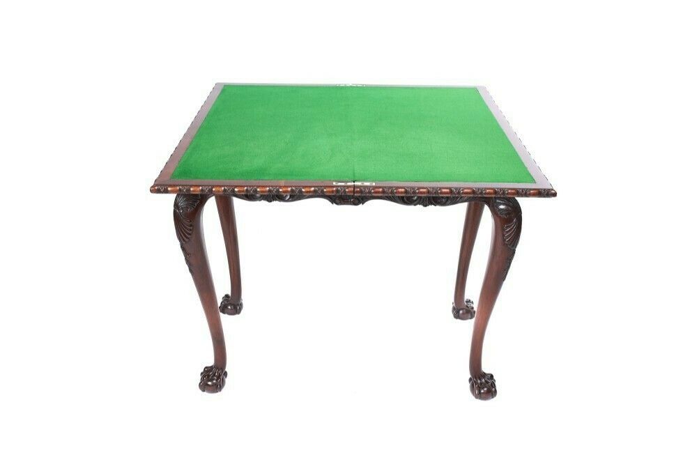Fine Georgian Revival Walnut & Carved Irish Card Table, Circa 1900 photo for sale
