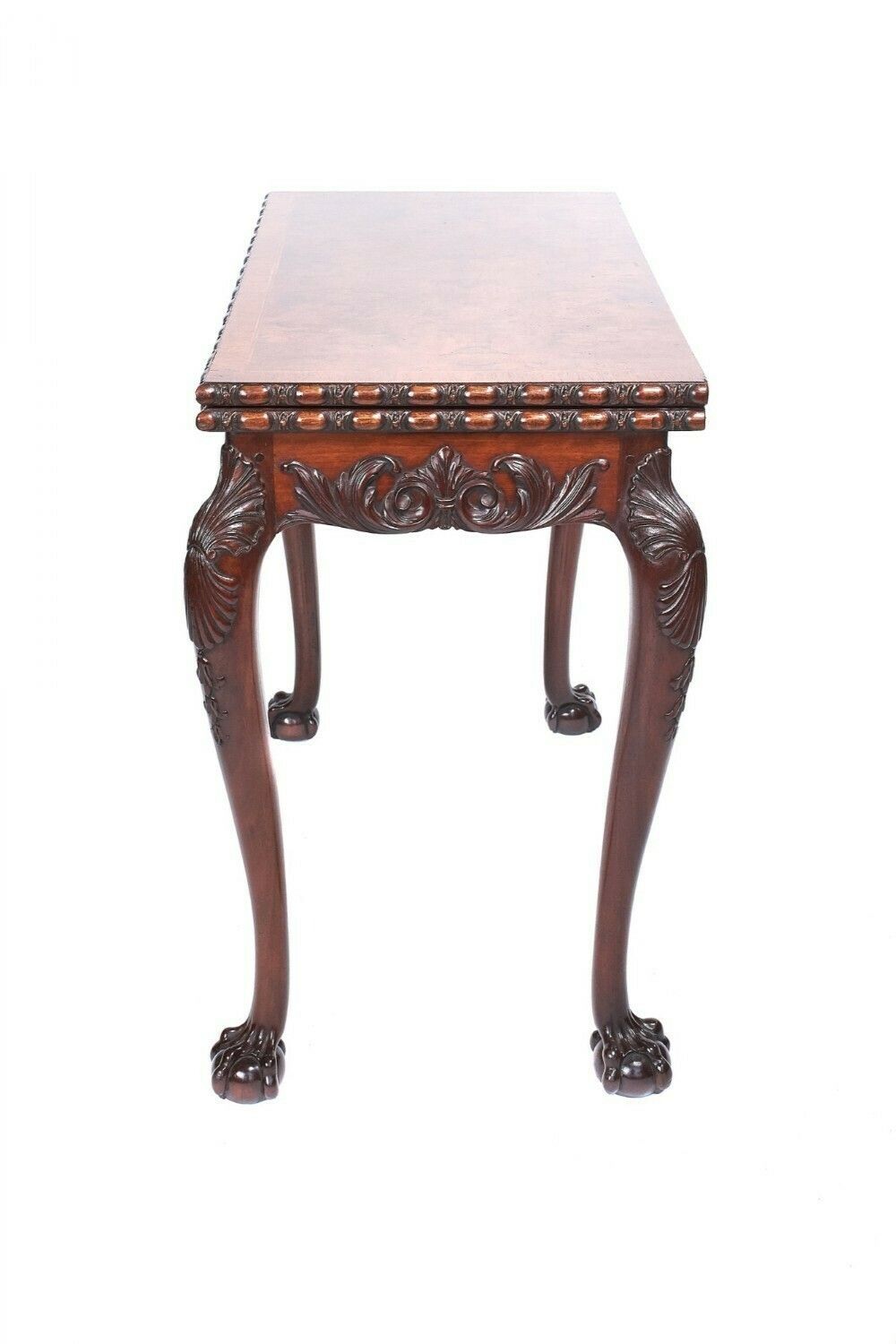 Fine Georgian Revival Walnut & Carved Irish Card Table, Circa 1900 photo vinterior