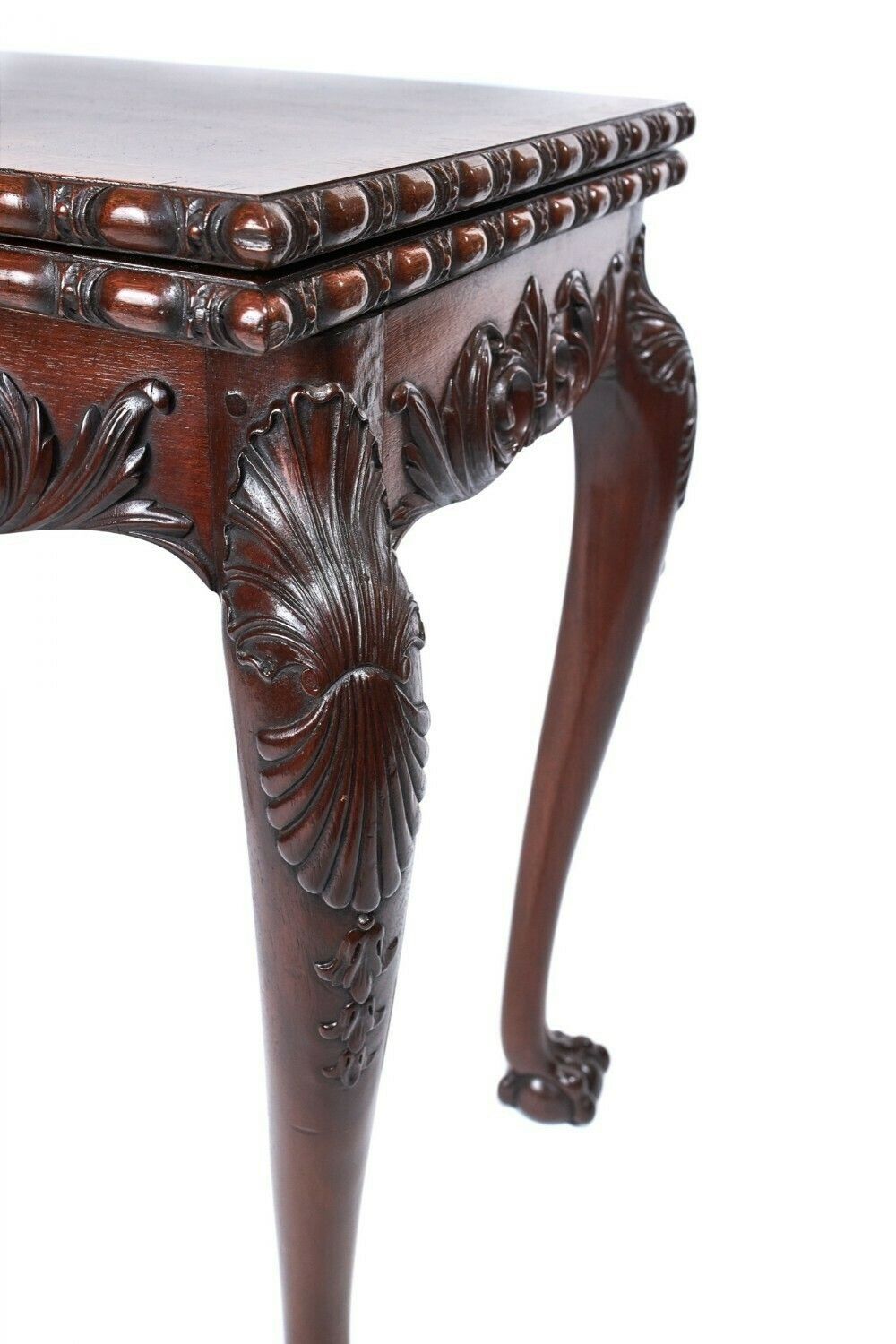 Fine Georgian Revival Walnut & Carved Irish Card Table, Circa 1900 photo buy