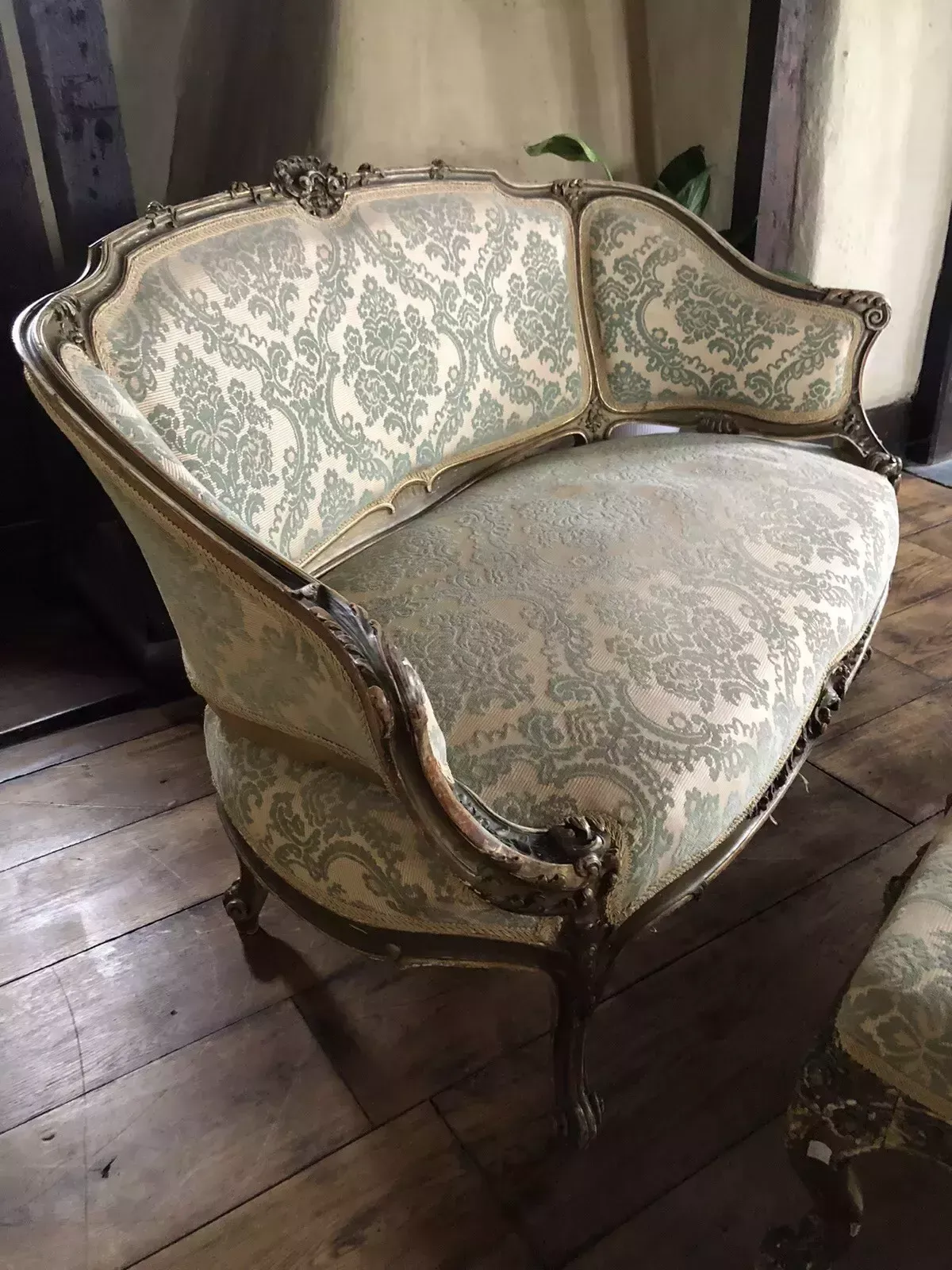 Quality Antique Original Loveseat Sofa Gilt Gold Salon Parlour Chaise Longue photo vinterior