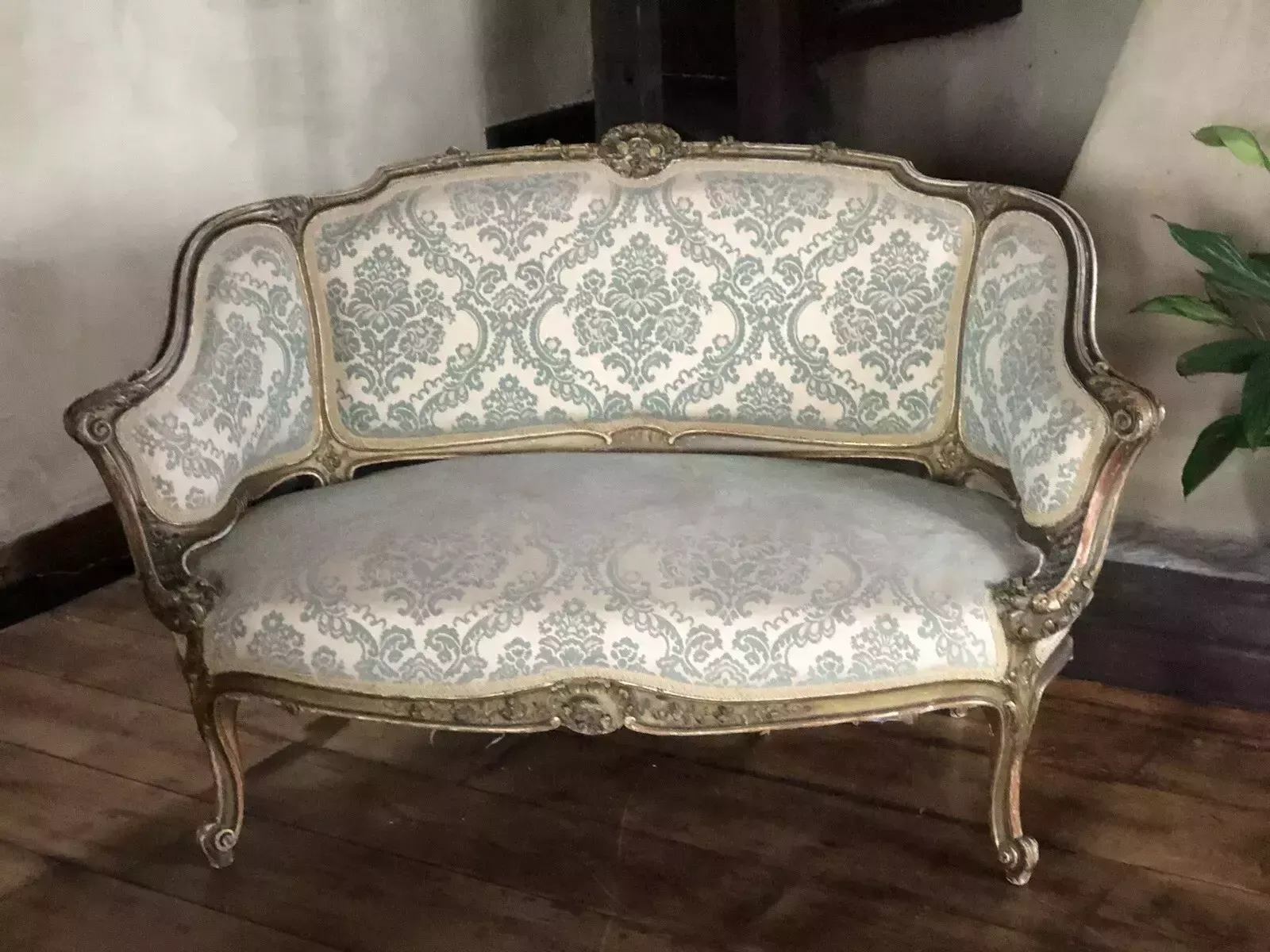 photo buy Quality Antique Original Loveseat Sofa Gilt Gold Salon Parlour Chaise Longue