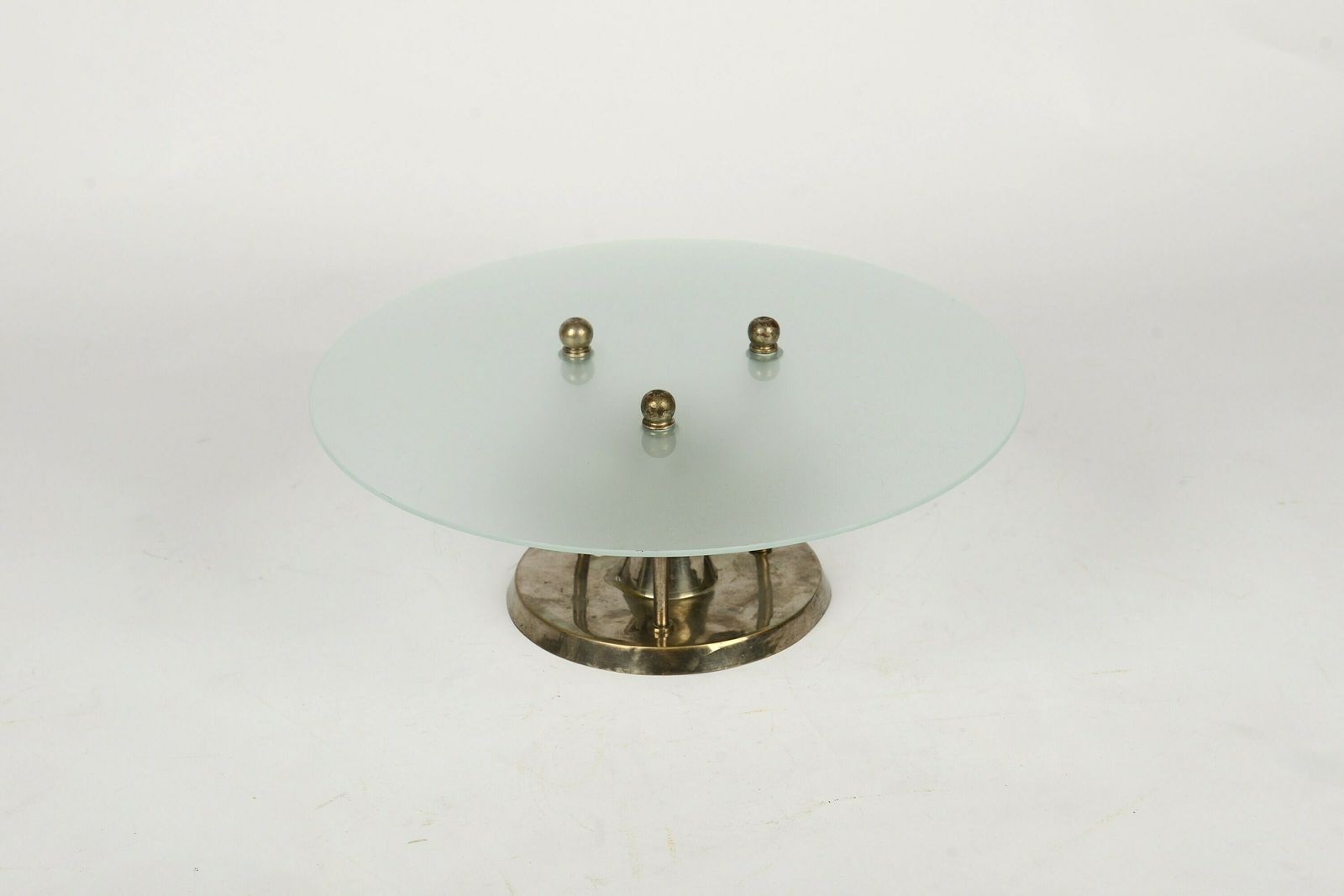 Bauhaus Nickel Plated Glass Ceiling Lamp, 1930s, Art Deco Ceiling Lamp photo 596.0