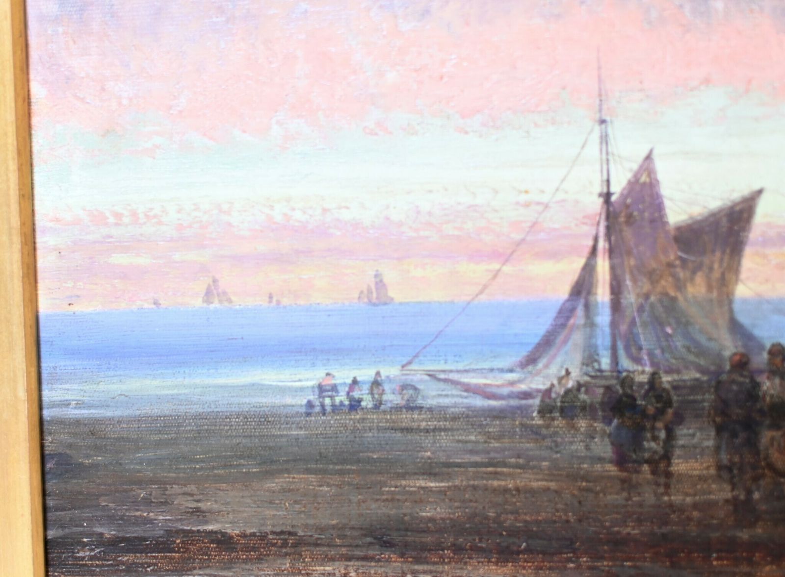 Art Xl Victorian Oil Painting Norfolk Coast Maritime 1860 6 Ft photo