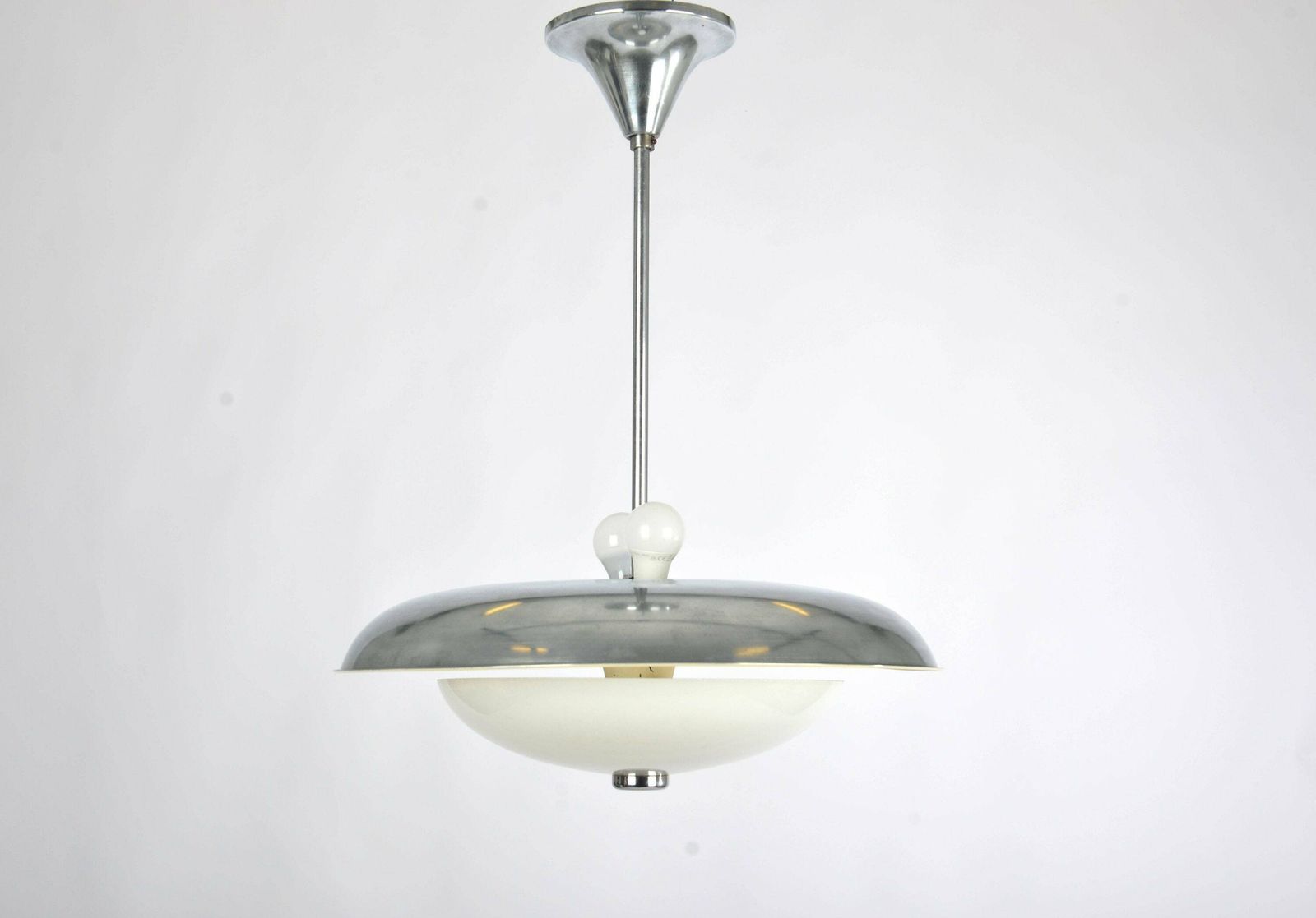 Bauhaus Ceiling Light By Franta Anyz, 1930s – Nickel Plated Brass & Opaline Glass, Perfect For Mid Century Modern Interiors photo furniture