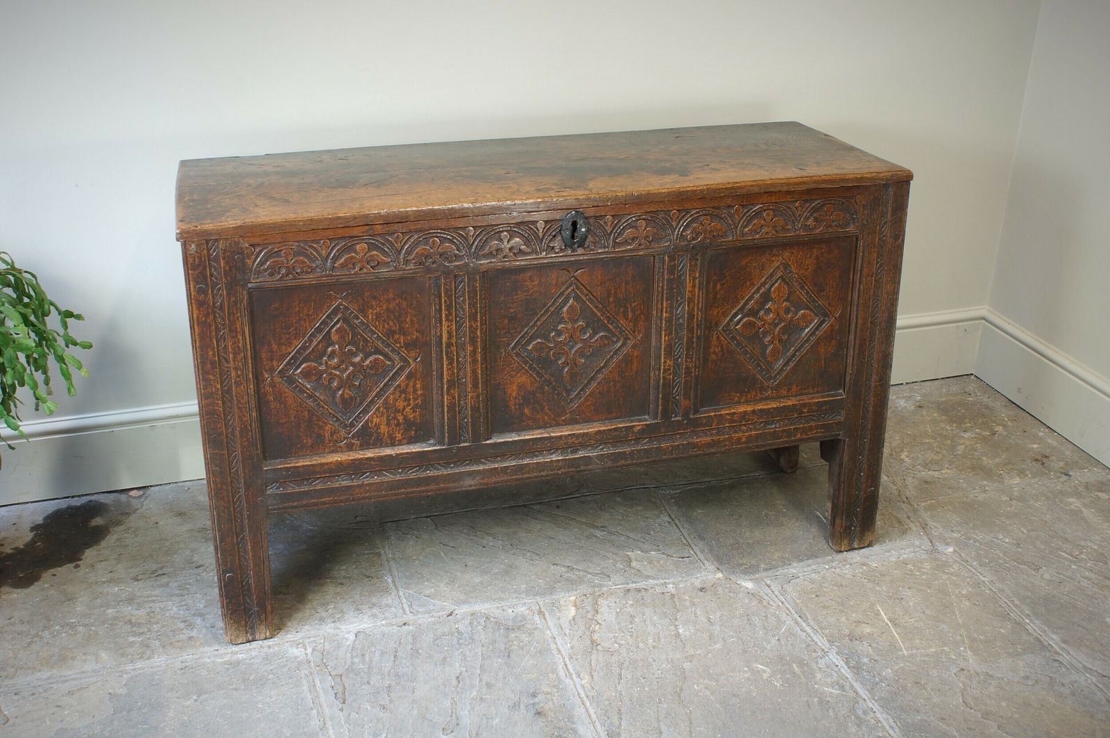 17th Century Oak Coffer. photo vintage