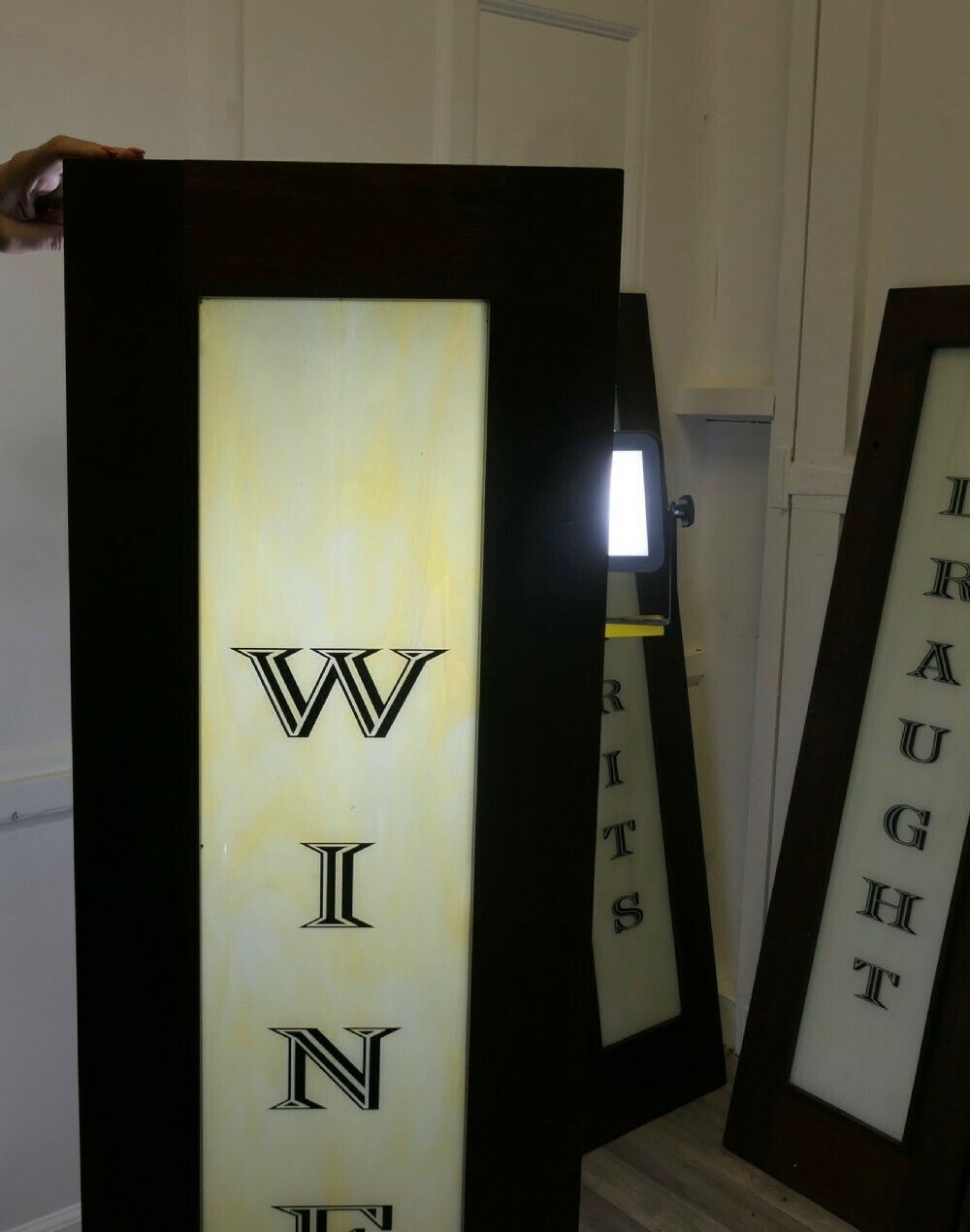 Full Length Opaline Glass Bar Sign, Wines photo Home Decor