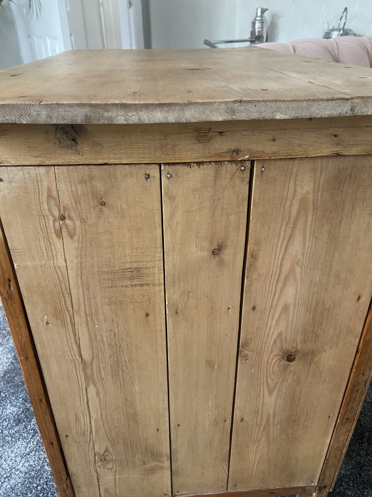 Small Antique Stripped Pine Cupboard And Drawers Country Style photo for sale