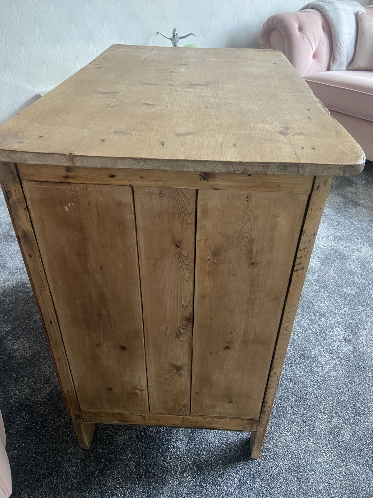 Small Antique Stripped Pine Cupboard And Drawers Country Style photo vintage