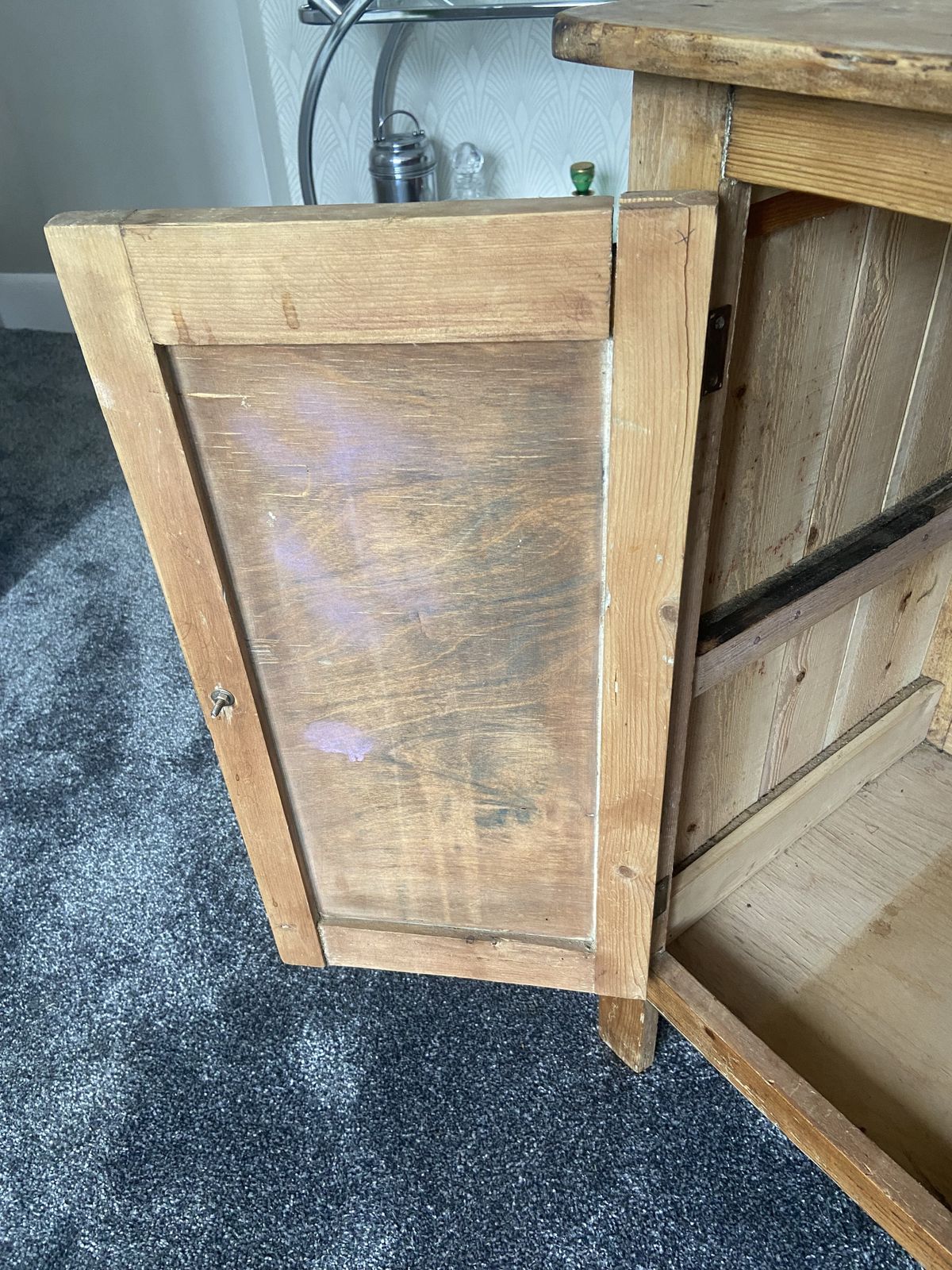 photo for sale Small Antique Stripped Pine Cupboard And Drawers Country Style