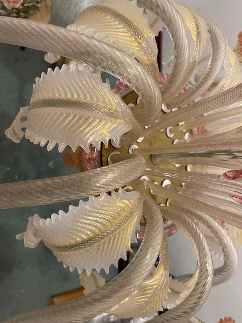 Large Venetian Pink Murano Glass Chandelier 1960’s photo 2500.0