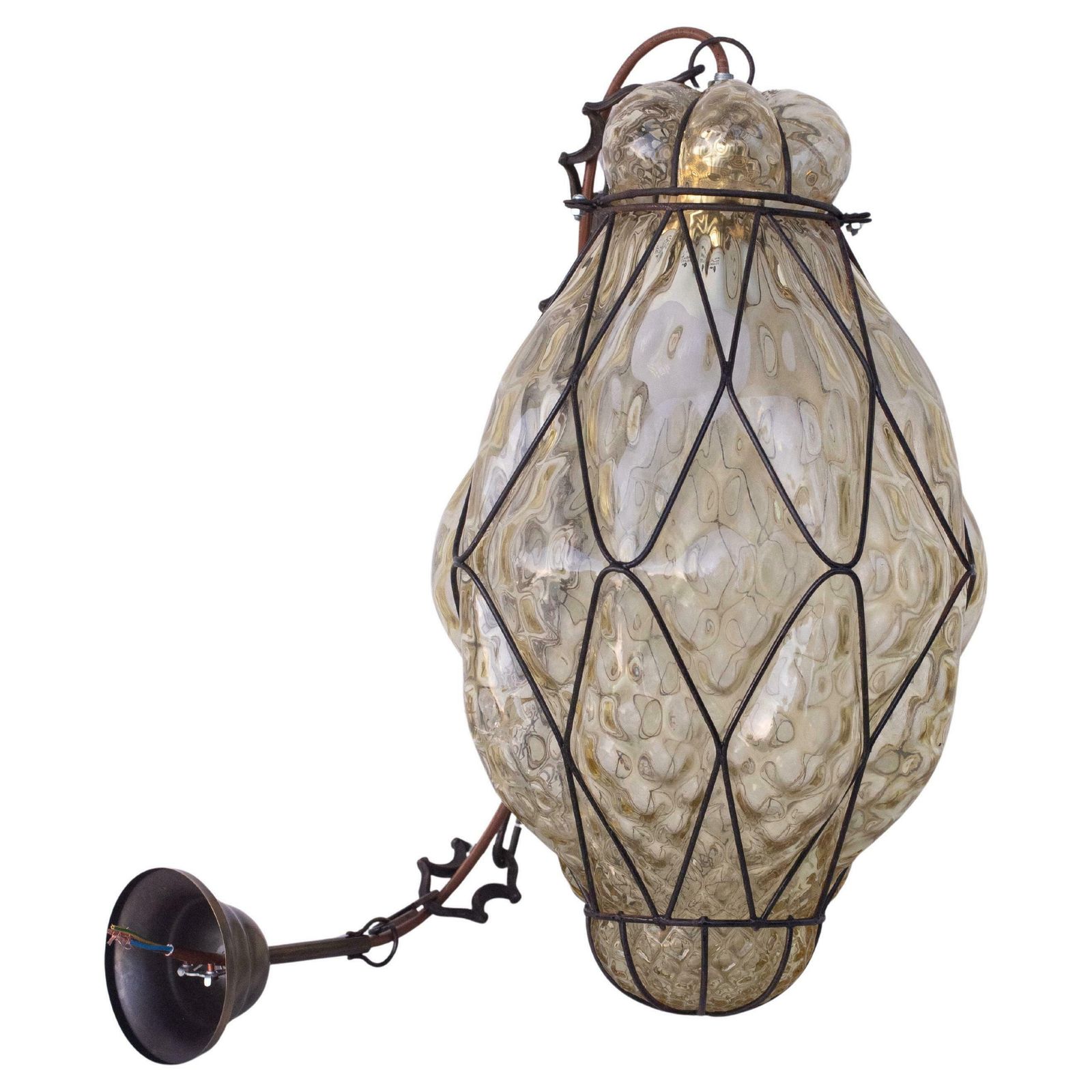 Wonderful Amber Venetian Lantern, Seguso Murano Glass, Italy, 1950s