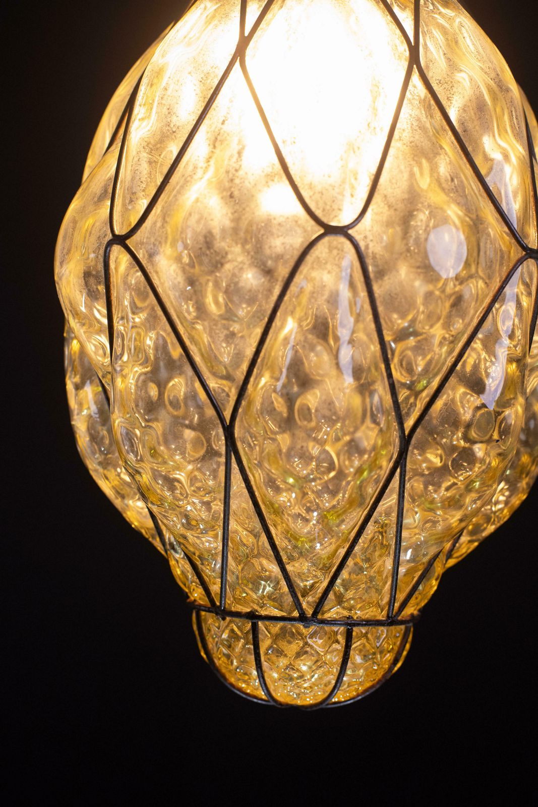 photo for sale Wonderful Amber Venetian Lantern, Seguso Murano Glass, Italy, 1950s