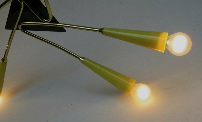 Sputnik Ceiling Light In Brass And Yellow, 1950s photo vinterior