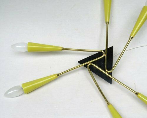 Sputnik Ceiling Light In Brass And Yellow, 1950s photo buy