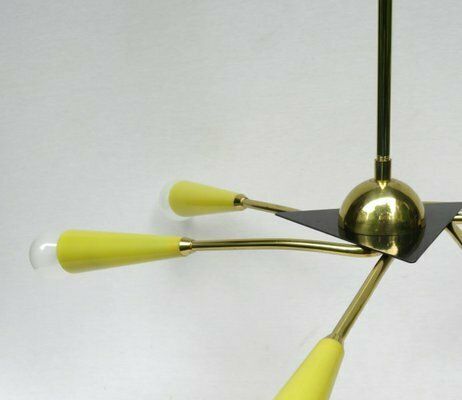 Lighting Sputnik Ceiling Light In Brass And Yellow, 1950s photo