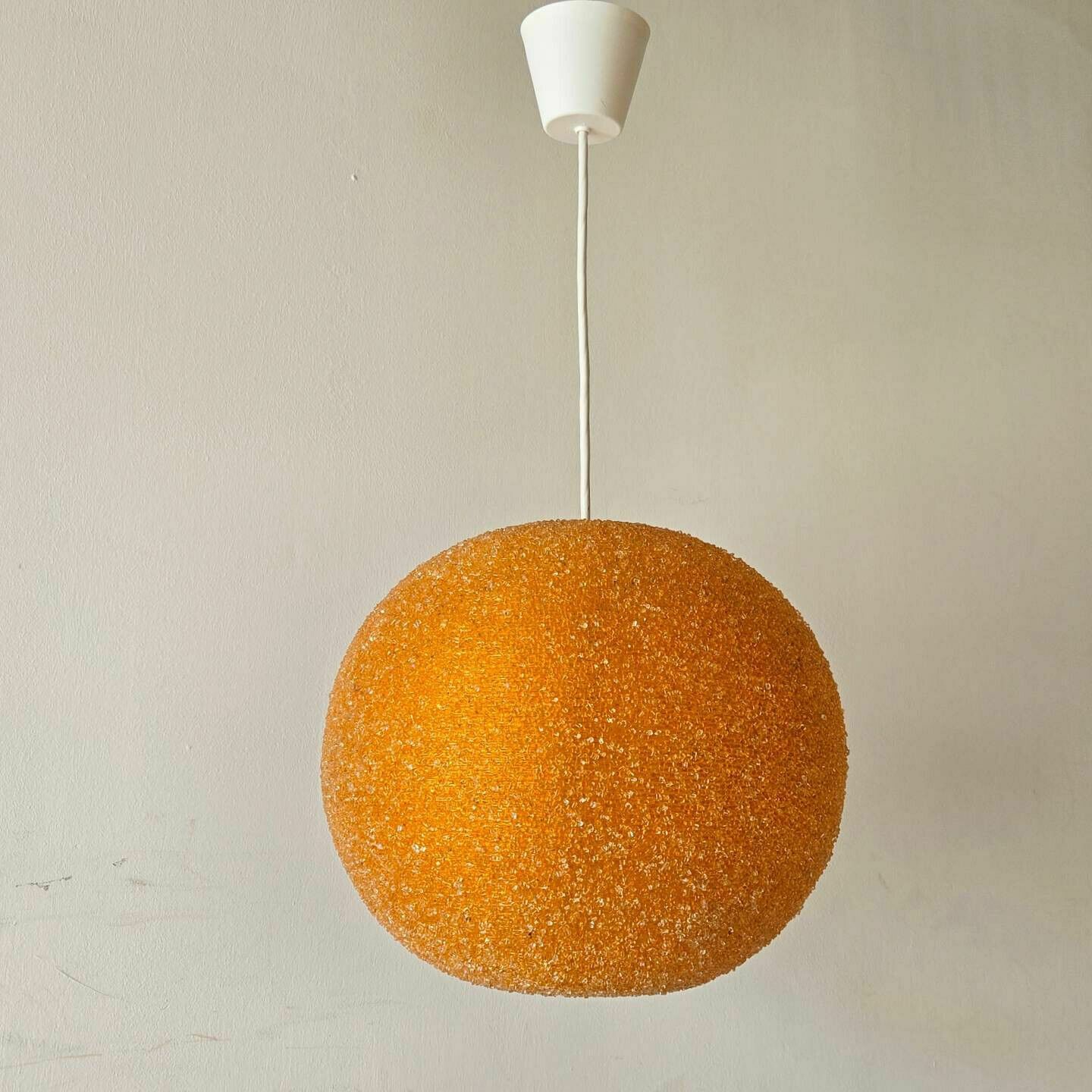 Vintage Ball Suspension Chandelier 1960 Rotaflex Orange Resin 60s 1960s Space Age photo furniture