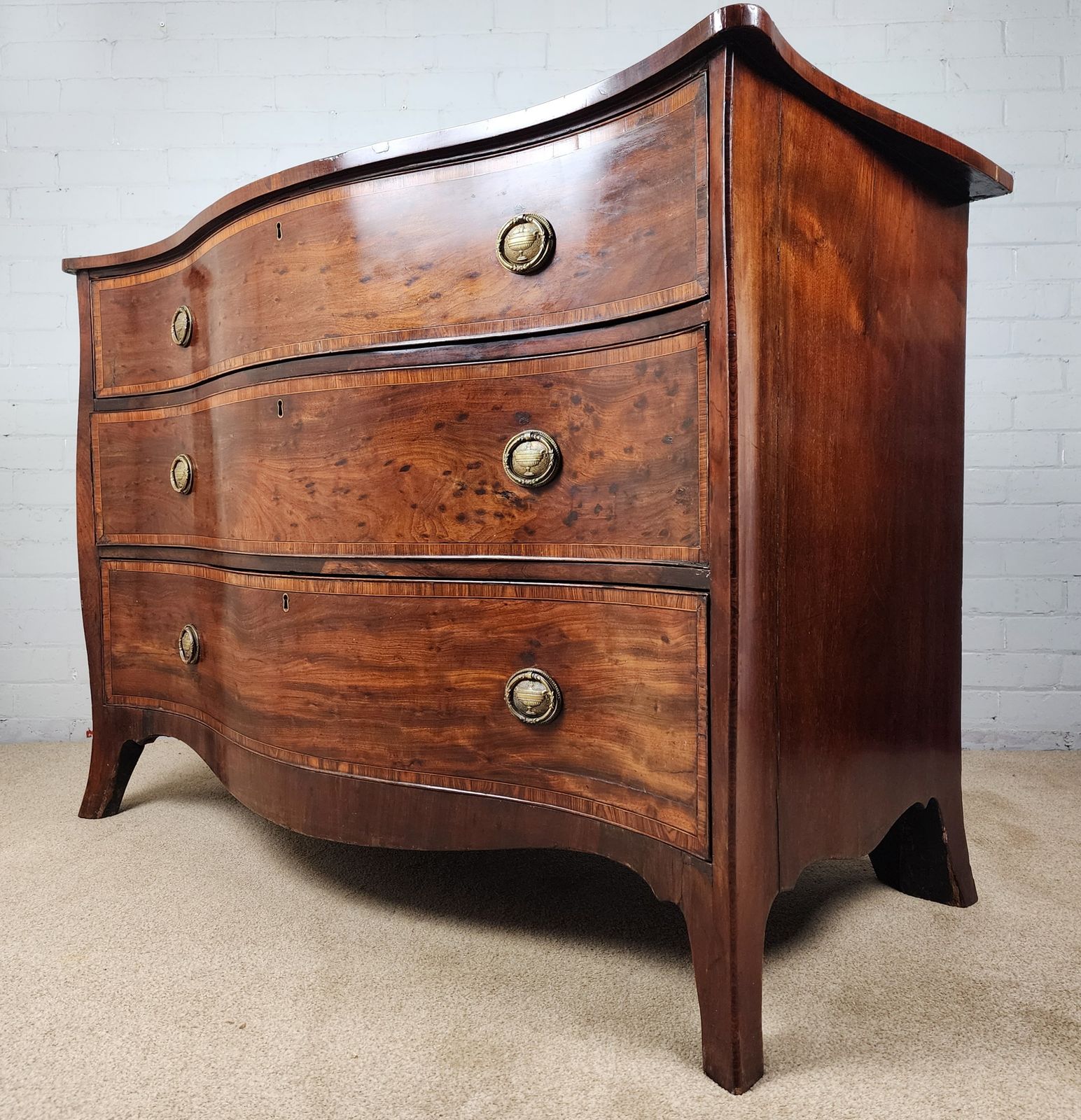 Mahogany Chest Of Drawers Serpentine Front Georgian With Brass Handles photo Furniture